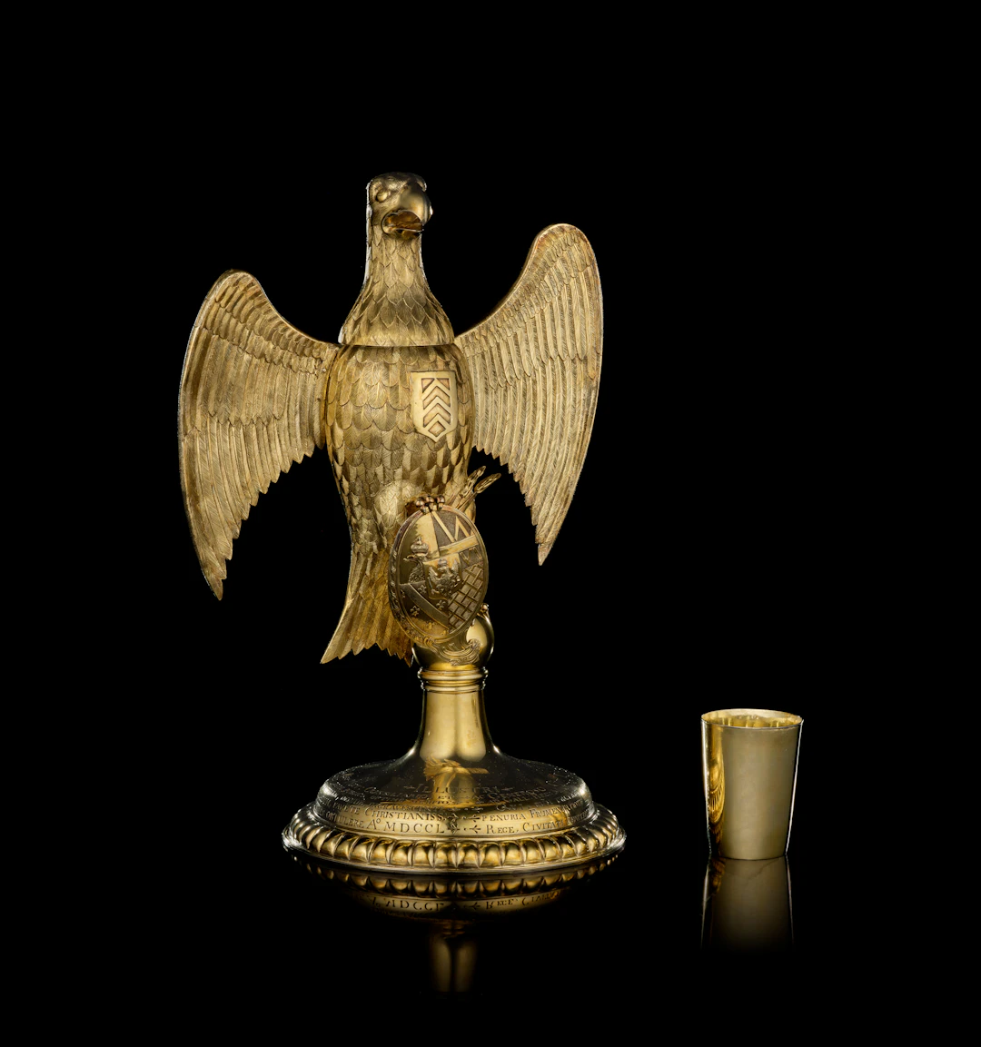 A Swiss silver-gilt eagle-shaped covered cup, Charles (Carolus) Pentzeller