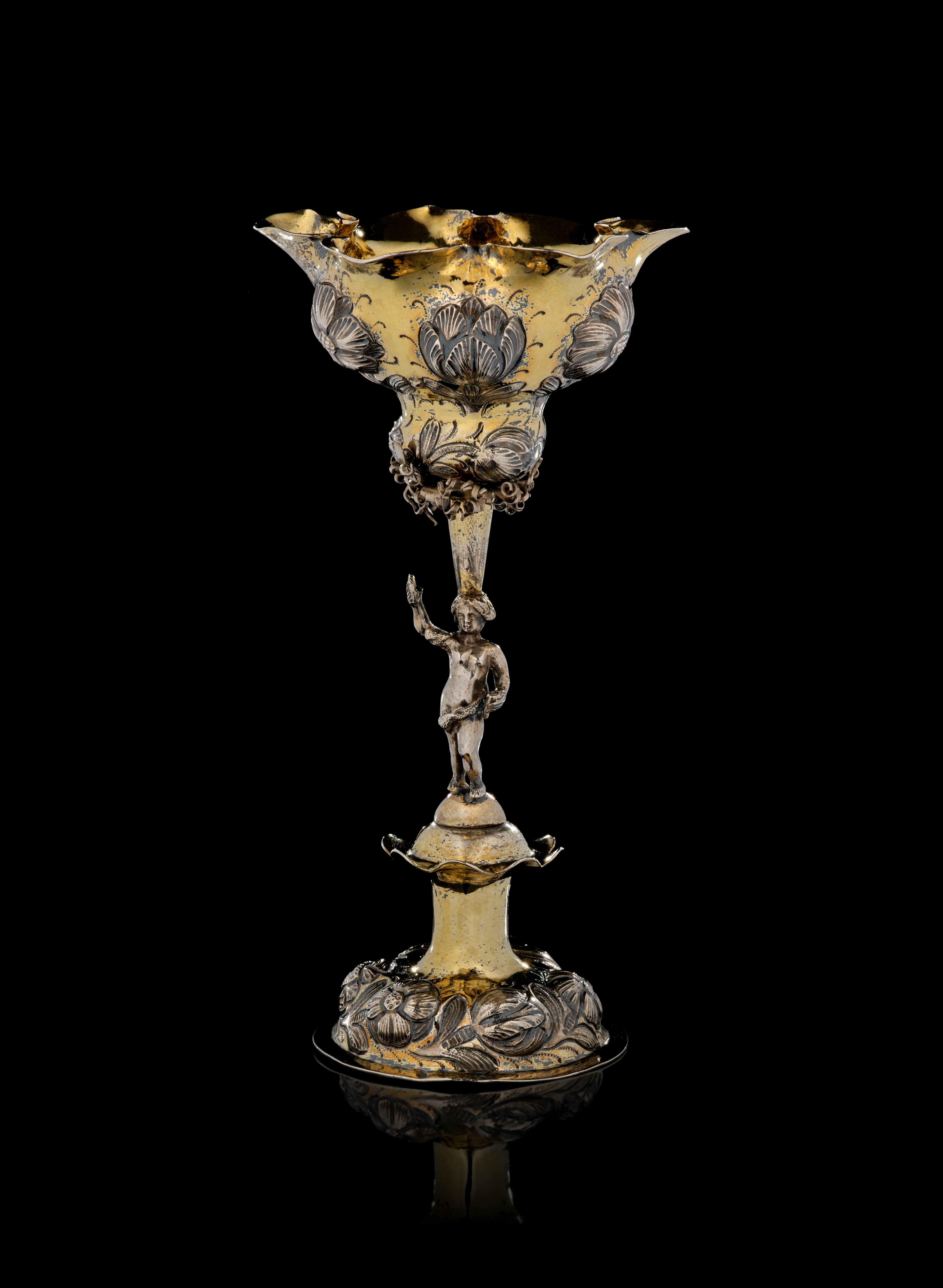 A German parcel-gilt silver cup, Christoph Leipzig, Augsburg, 1651-1654