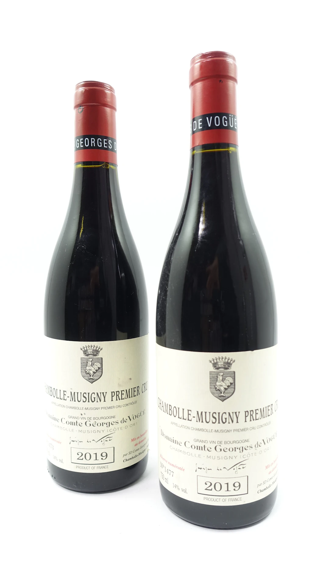 2 bts CHAMBOLLE MUSIGNY 2019 1er cru. Domaine Comte Georges de Vogüé