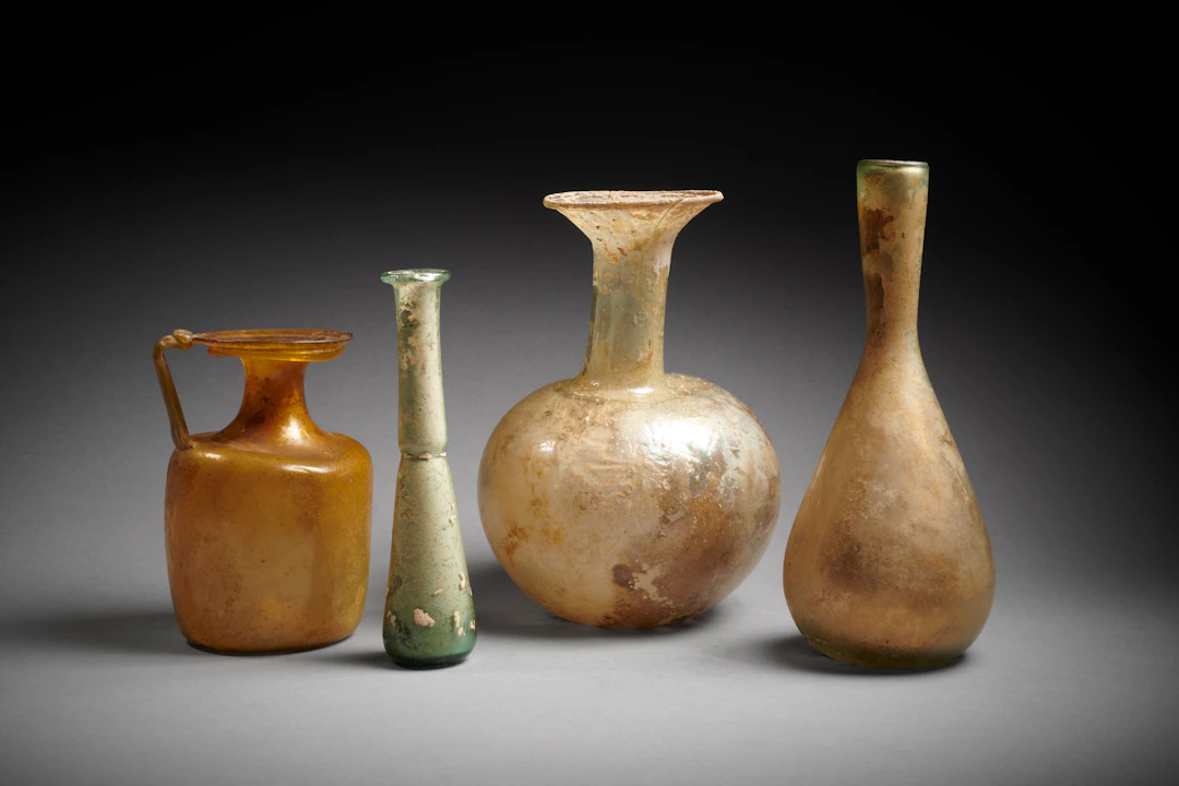 Four Eastern Mediterranean glass flasks