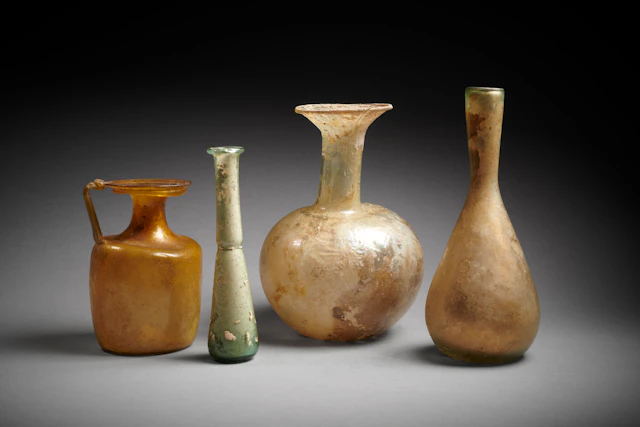 Four Eastern Mediterranean glass flasks