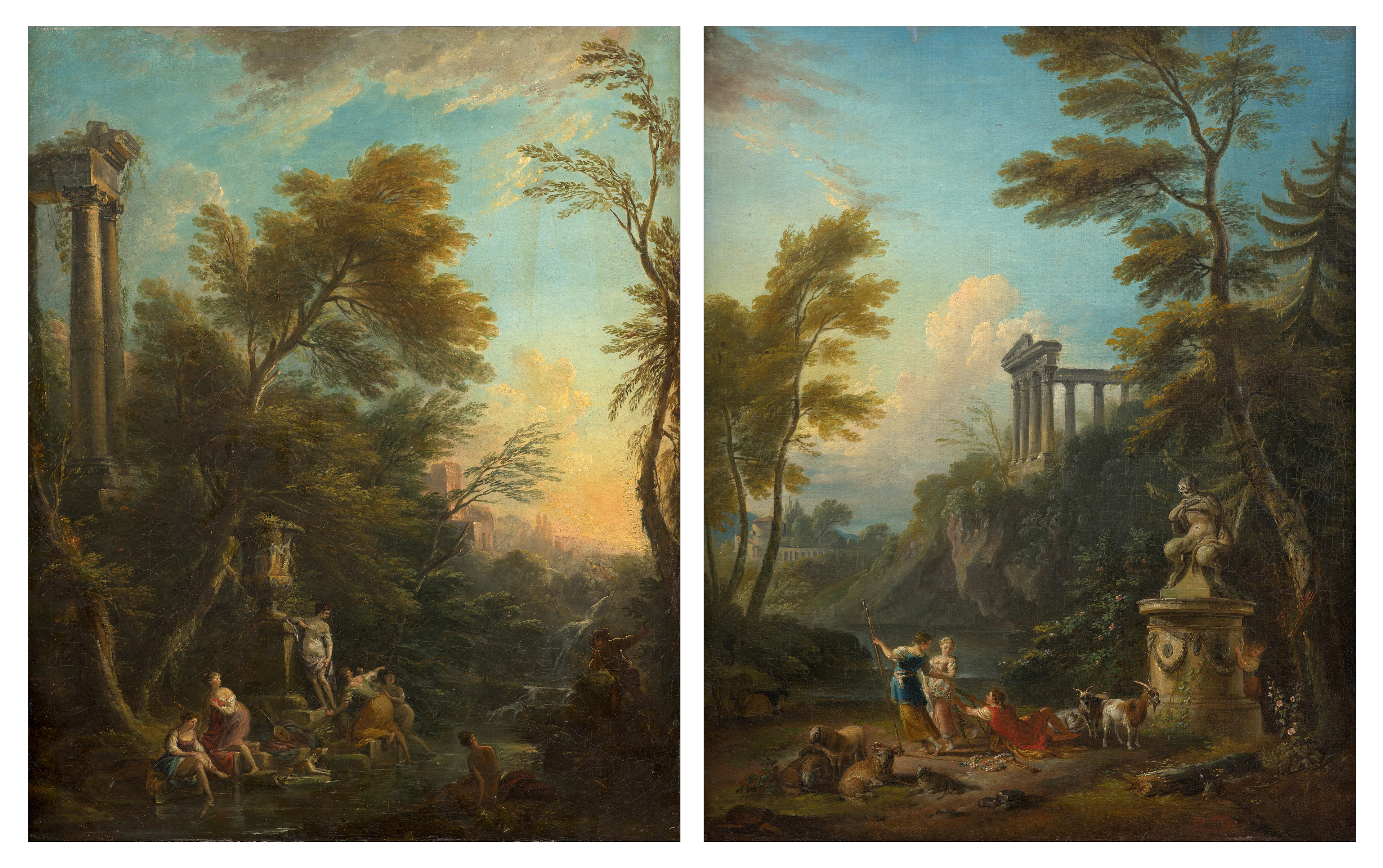 Jean-Baptiste LALLEMAND Dijon, 1716 - Paris, 1803 Baigneuses surprises