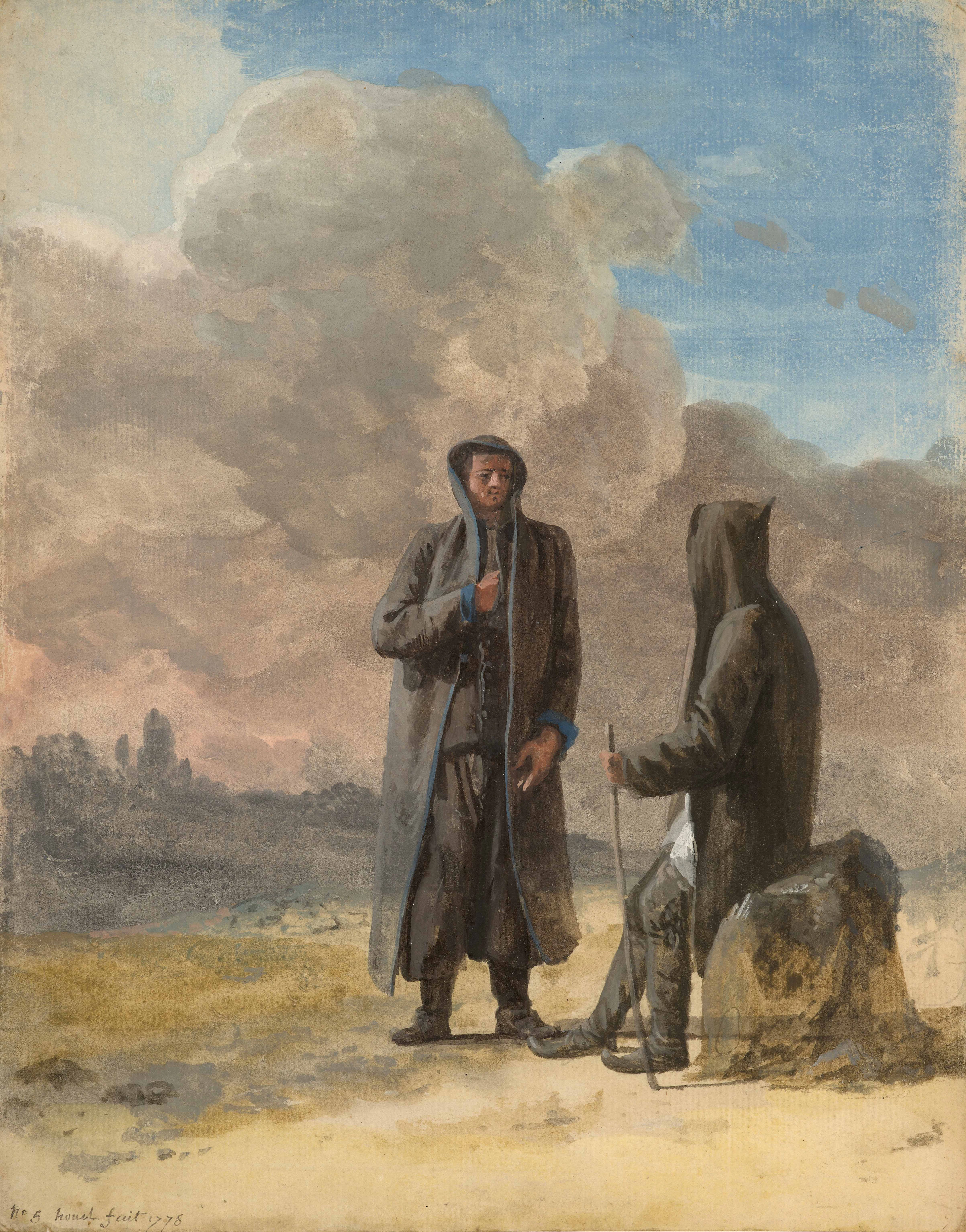 Jean-Pierre HOUËL Rouen, 1735 - Paris, 1813 Deux hommes discutant