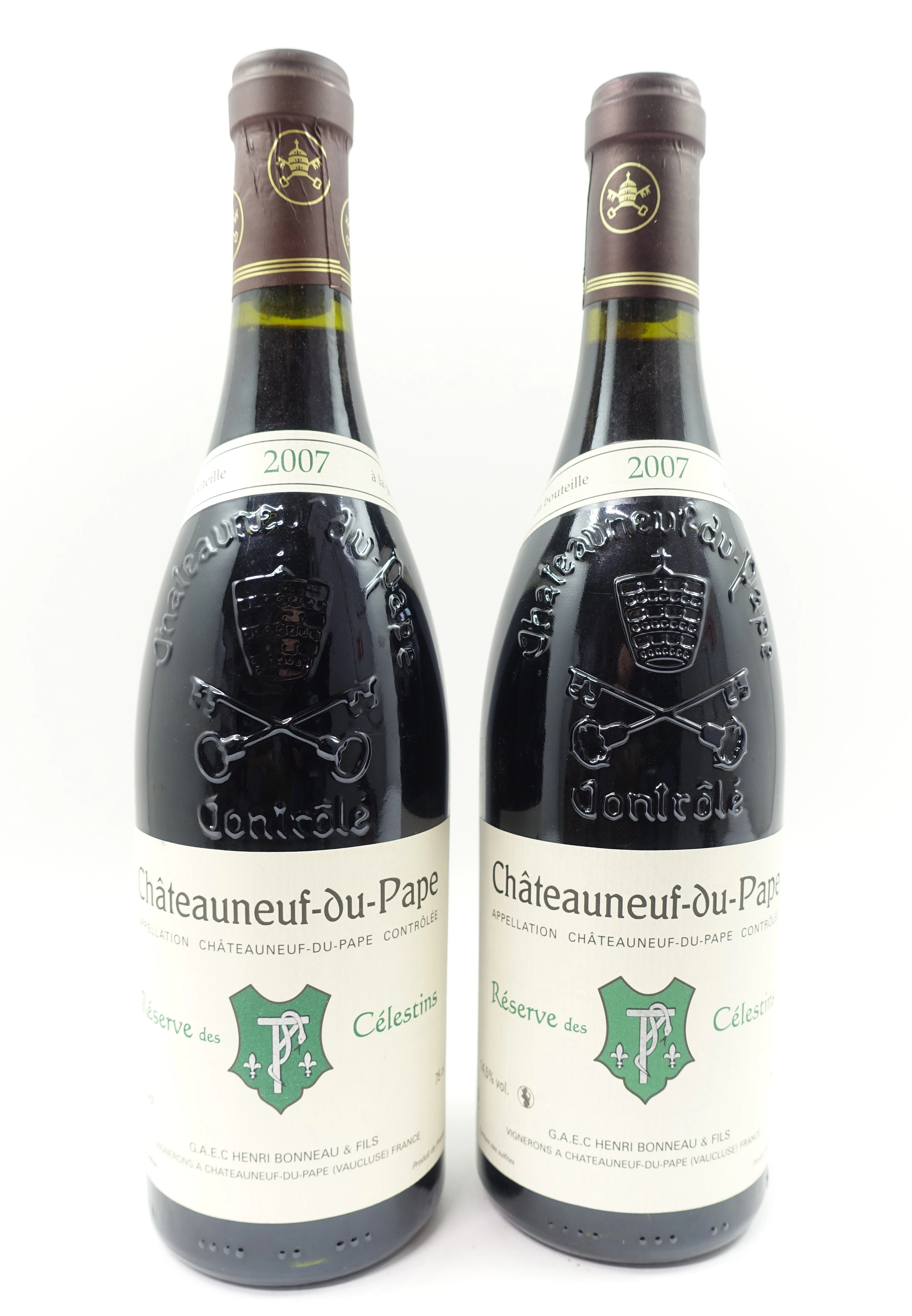 6 bts CHATEAUNEUF DU PAPE 2007 Réserve des Célestins. Henri Bonneau