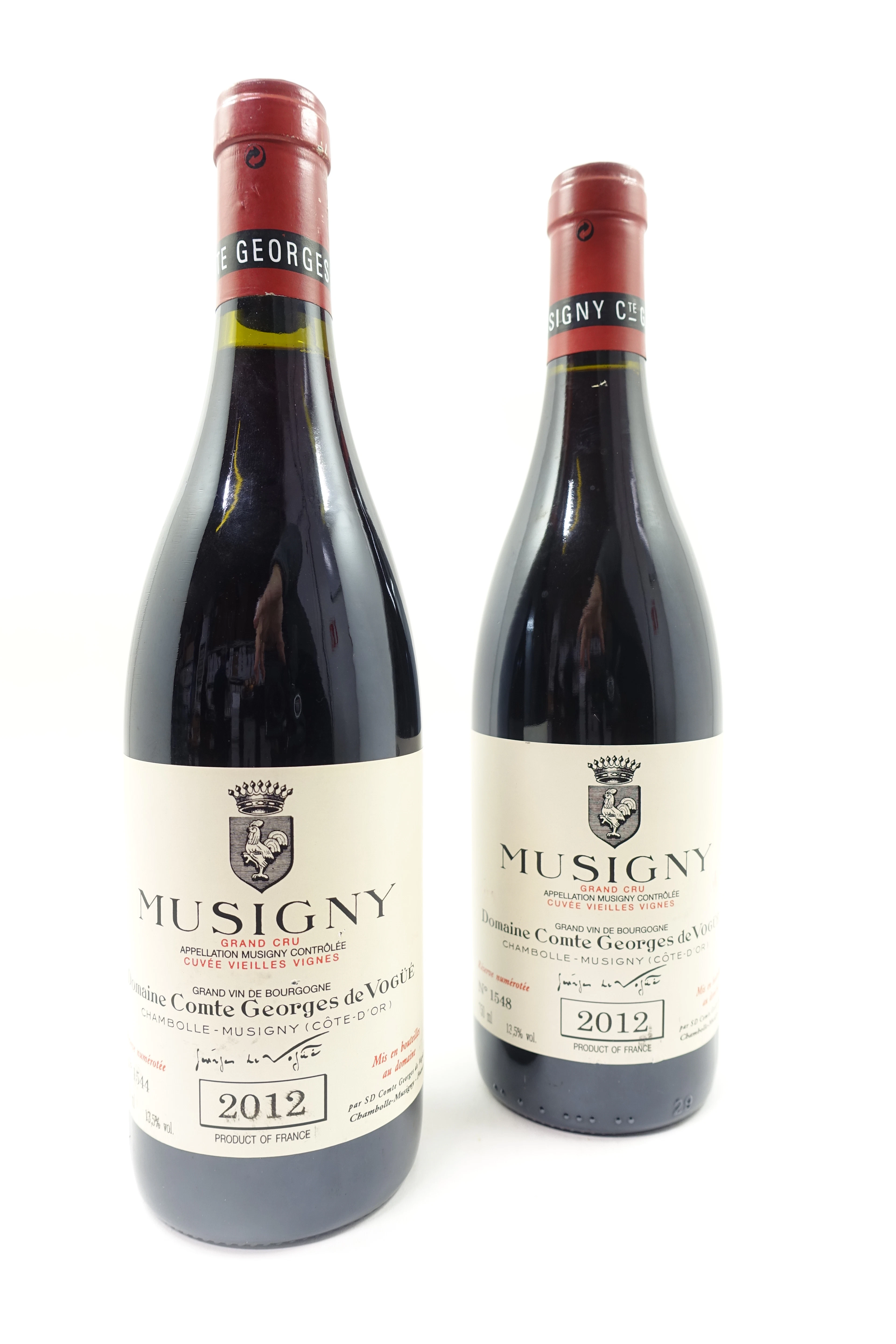 2 bts MUSIGNY 2012 Grand Cru. Domaine Comte Georges de Vogüe