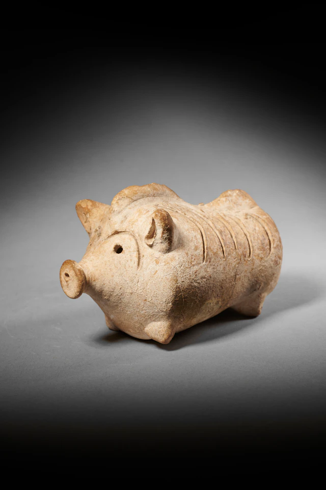 A Cypriot terracotta pig rattle
