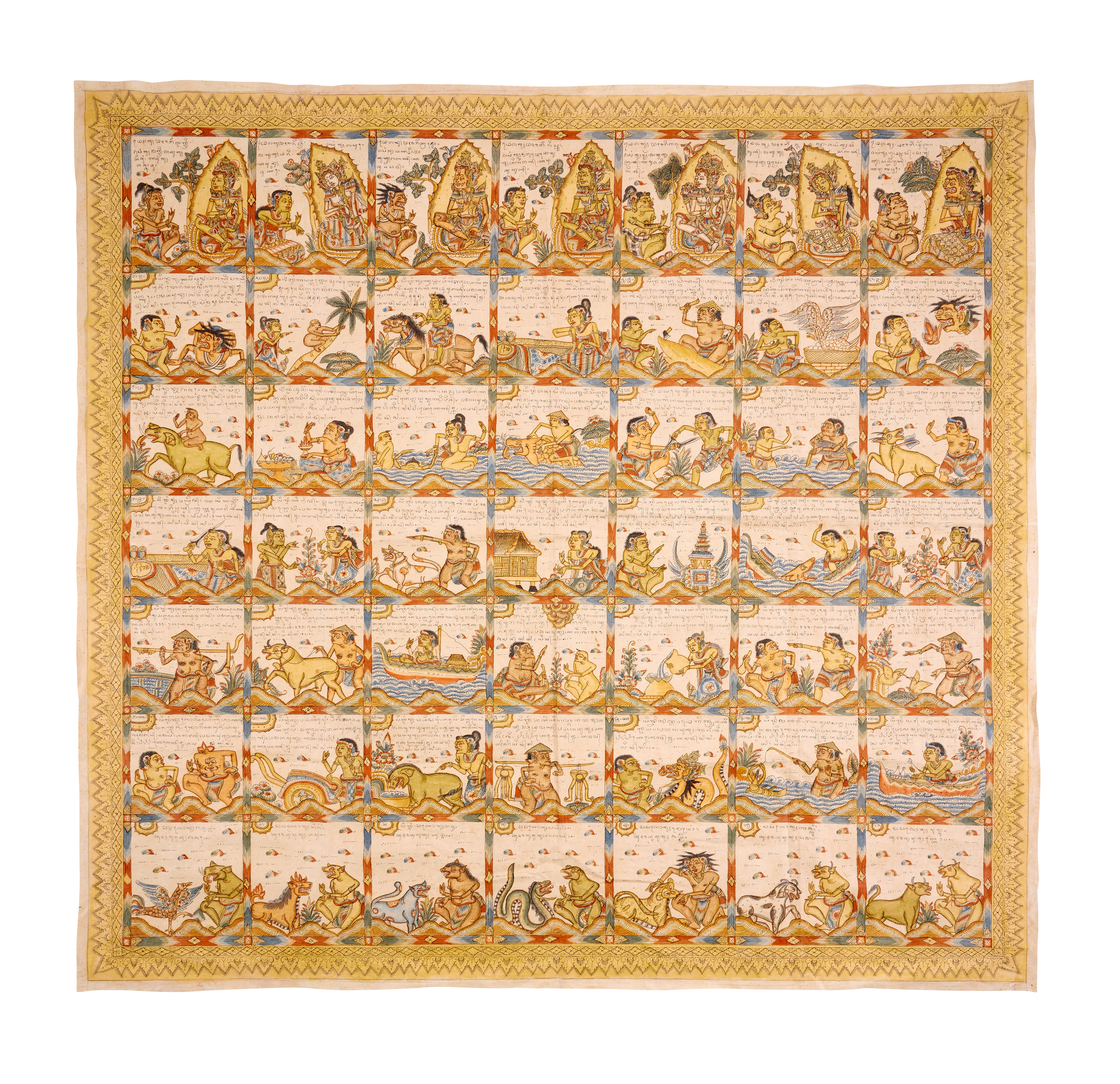 A Large Buddhist Painted Narrative Panel