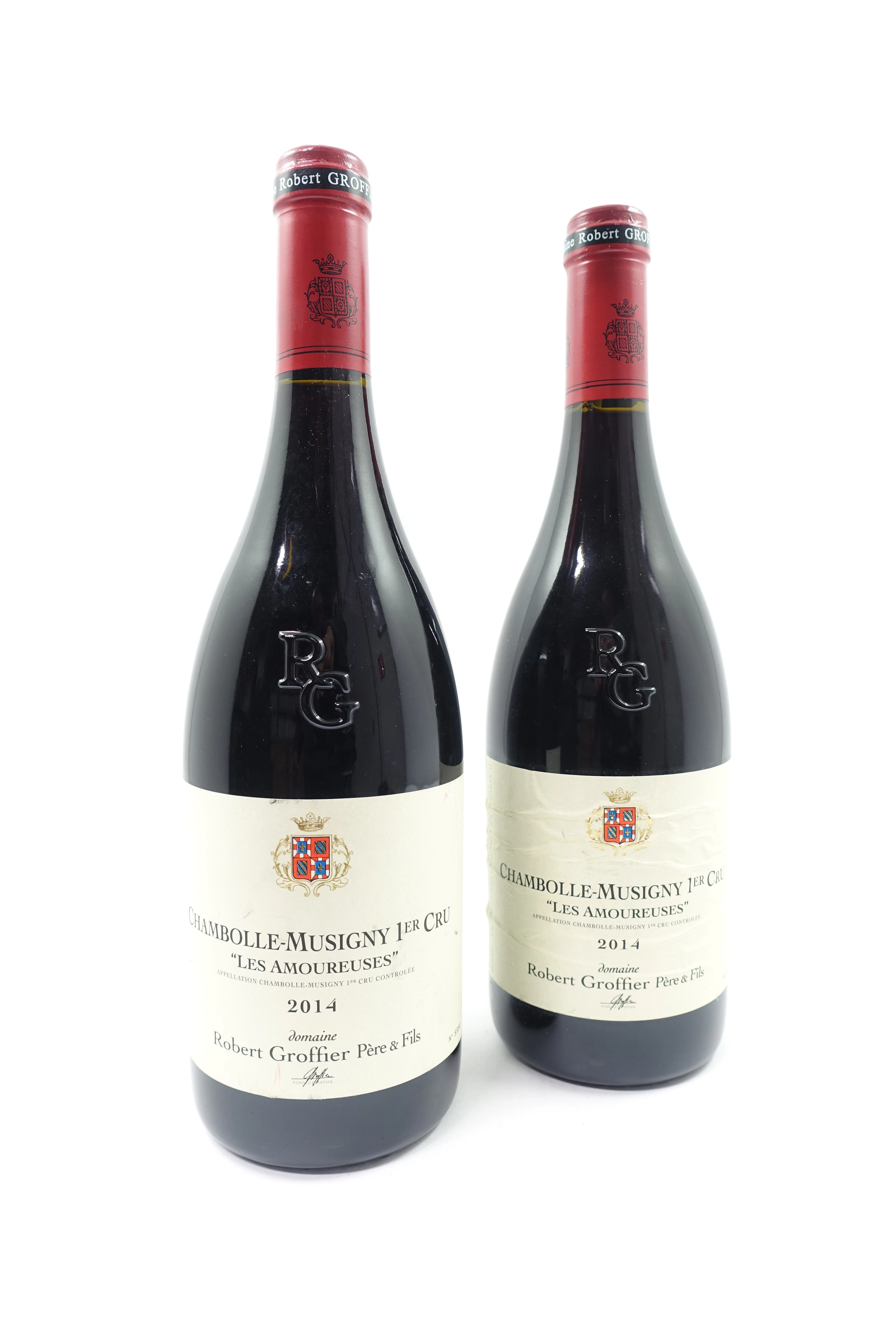 2 bts CHAMBOLLE MUSIGNY 2014 1er Cru Les Amoureuses. Domaine Robert
