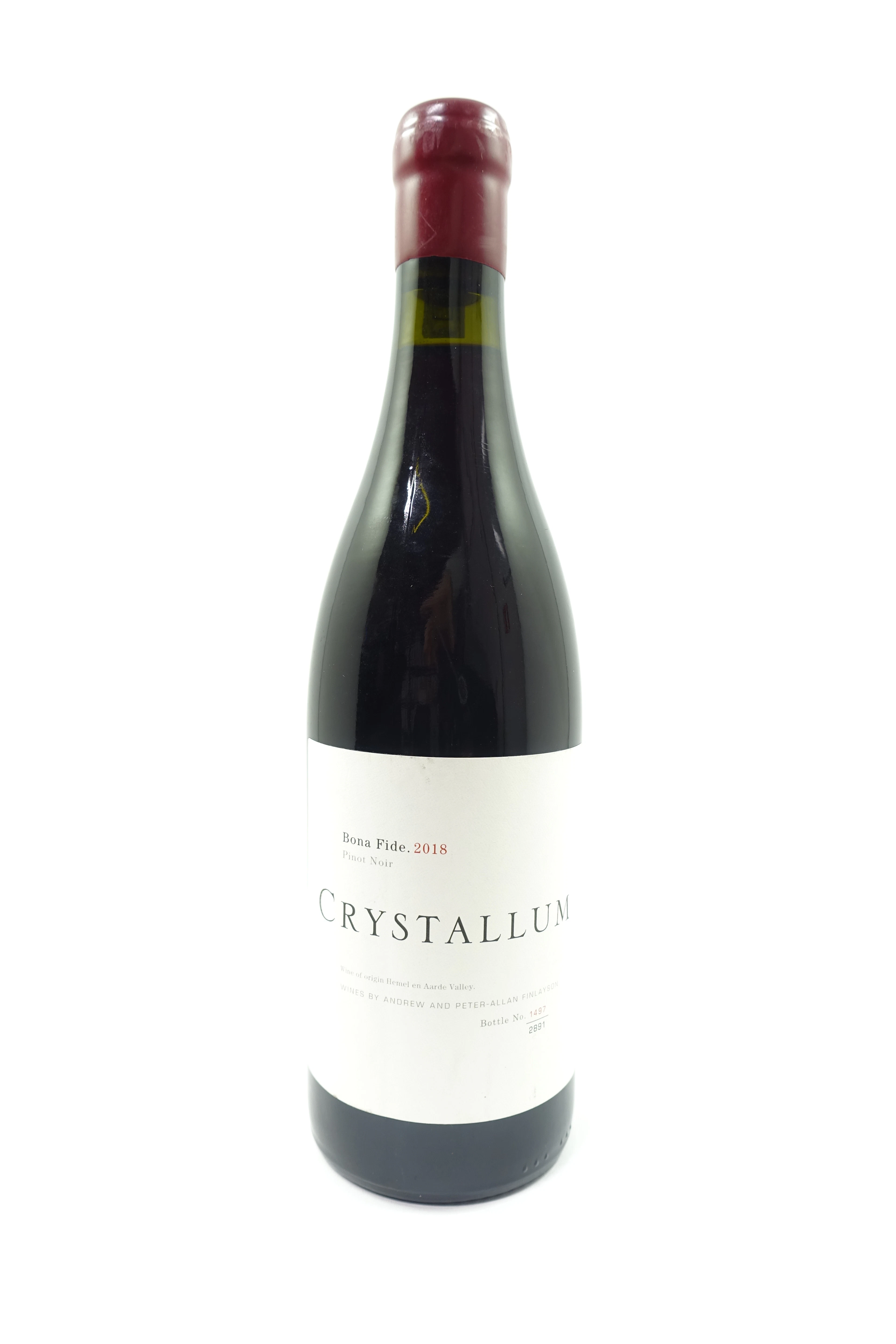 1 bt AFRIQUE DU SUD - CRYSTALLUM 2018 Pinot Noir Bona Fide. Hemel