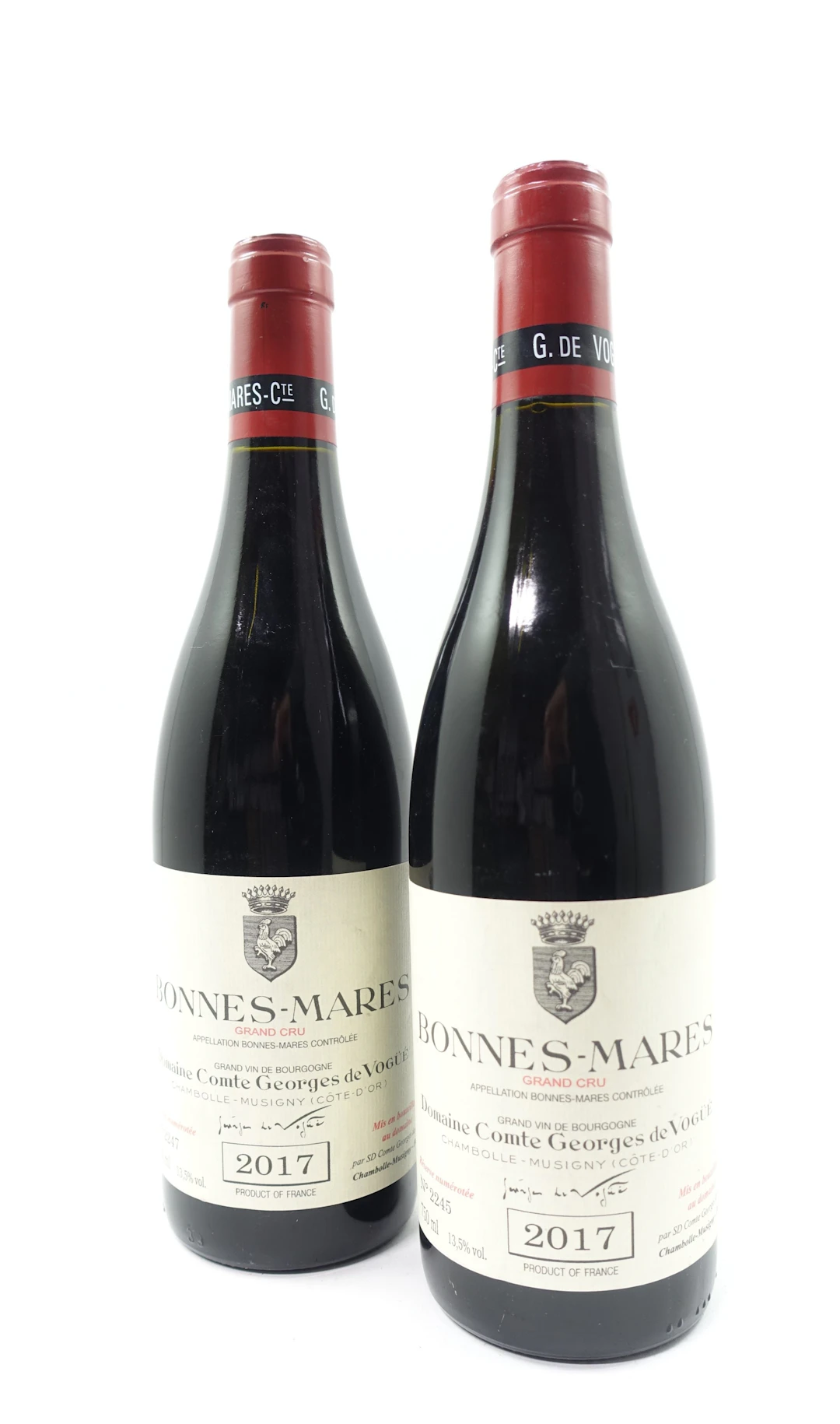 2 bts BONNES MARES 2017 Grand Cru. Domaine Comte Georges de Vogüé