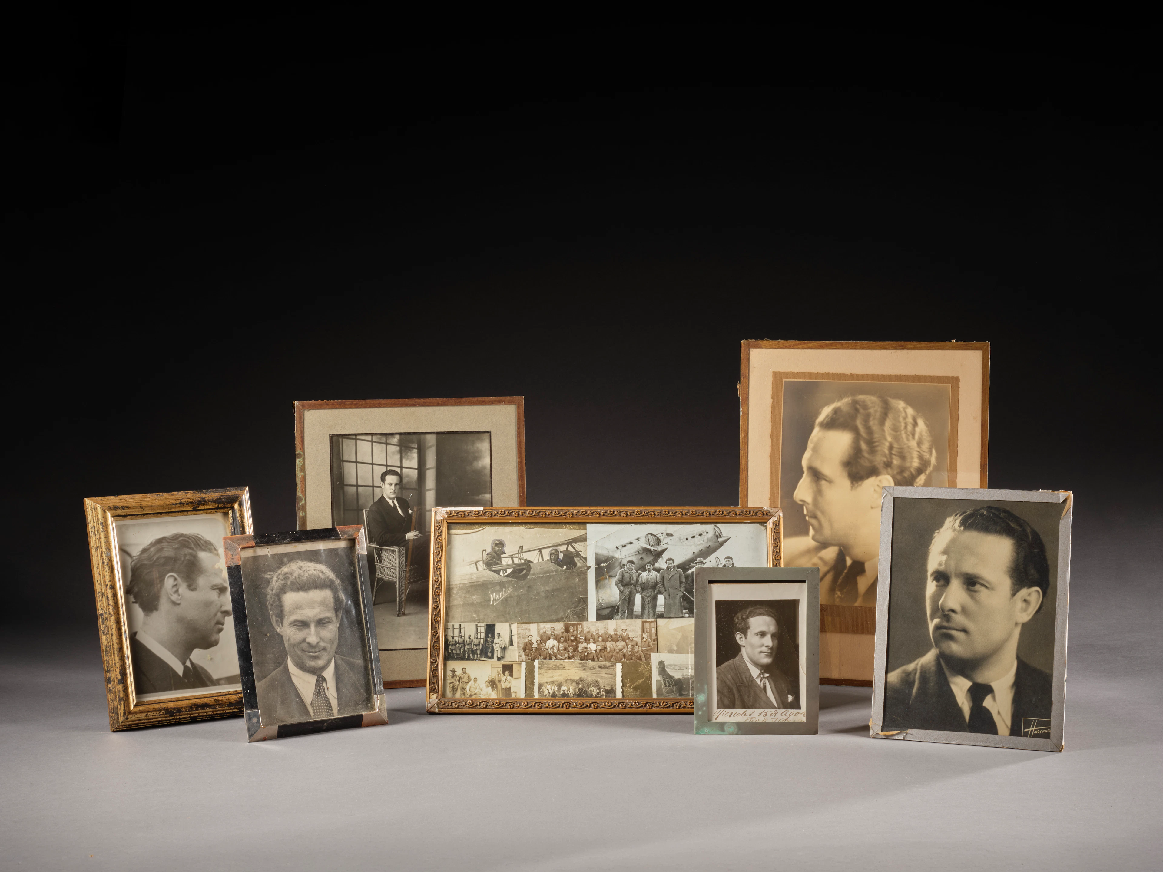 ENSEMBLE DE SEPT PHOTOGRAPHIES Portraits de Jean Mermoz