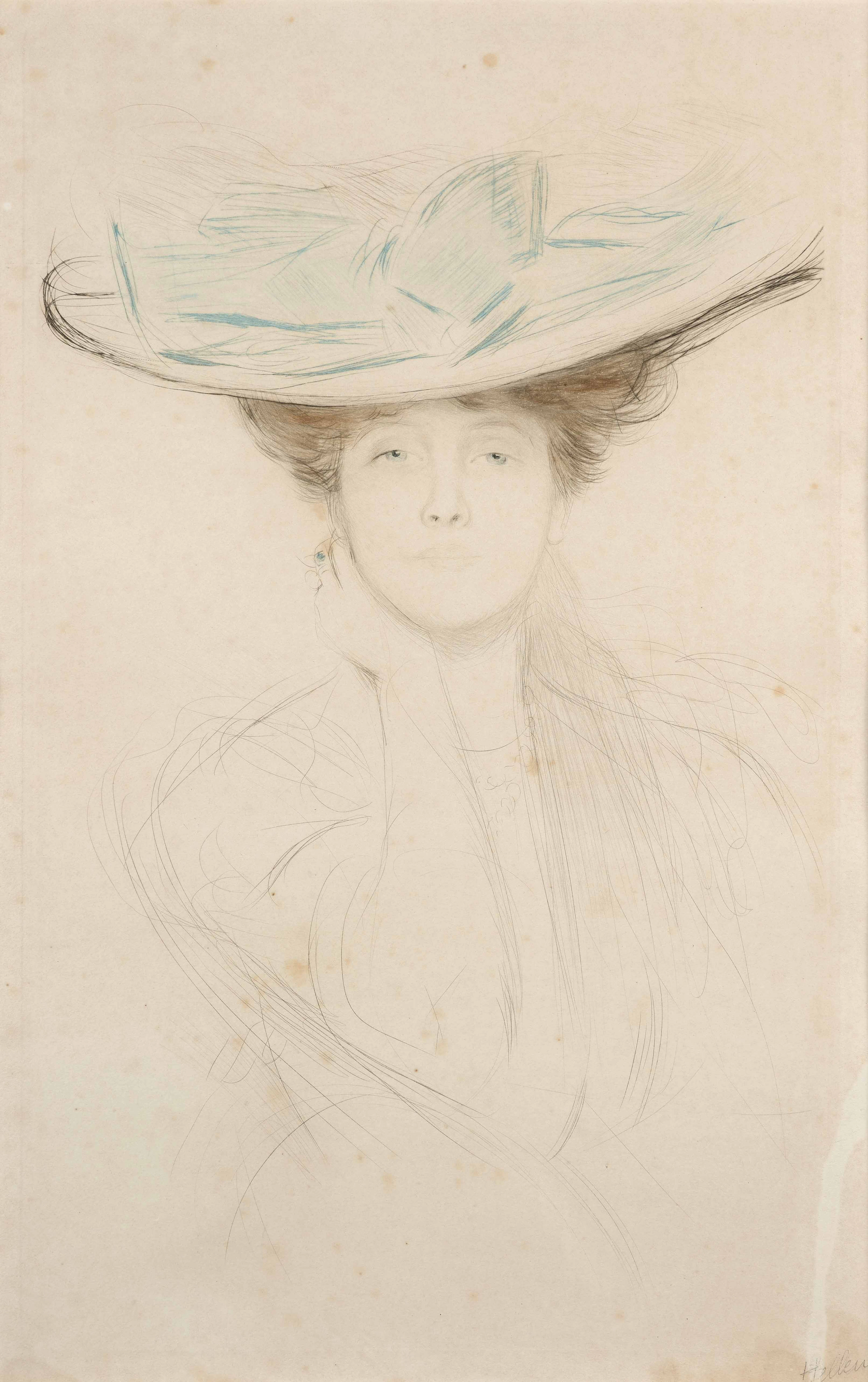 Paul César HELLEU Vannes, 1859 – Paris, 1927 Elégante au chapeau