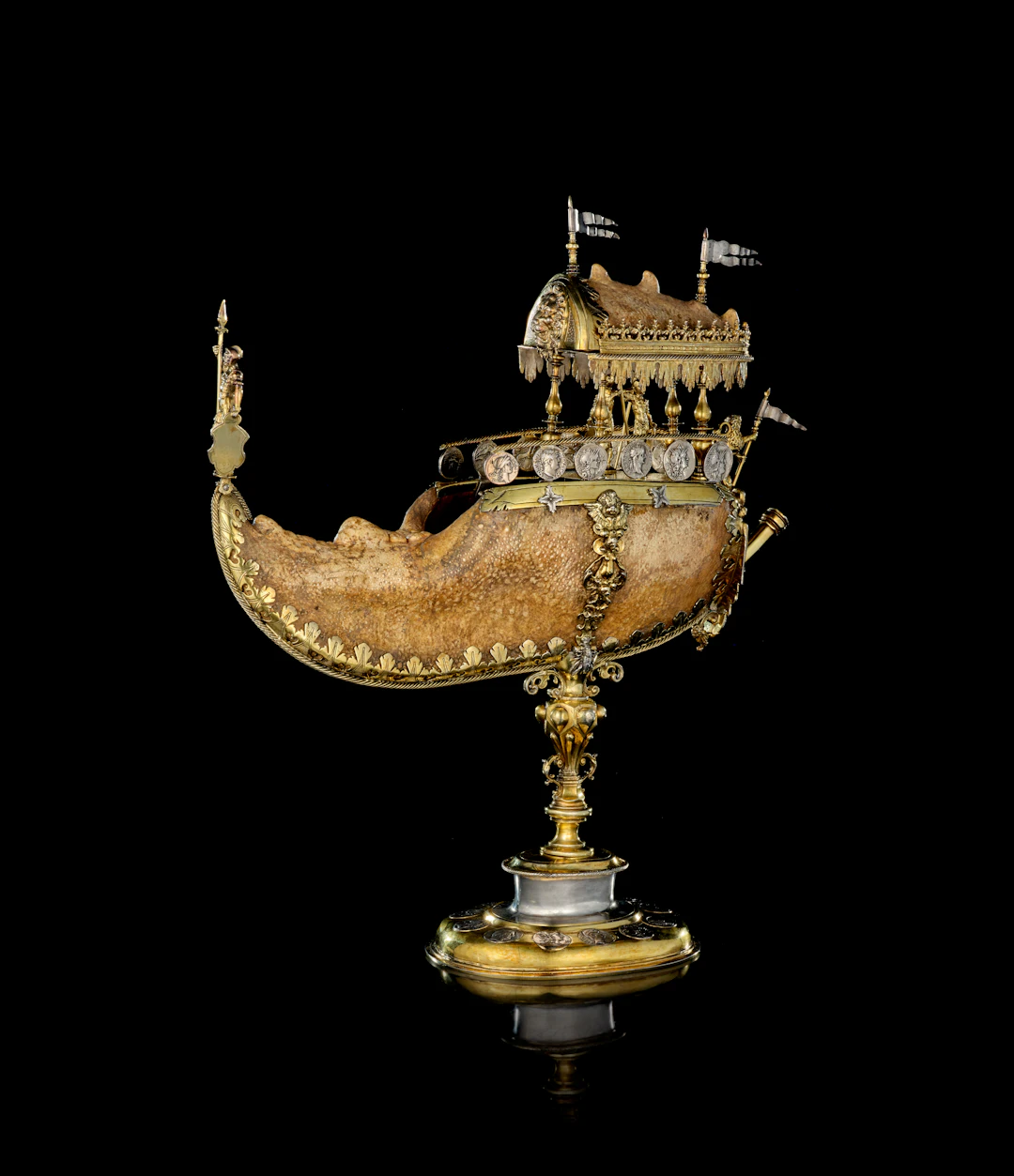 A Swiss parcel-gilt silver mounted lobster claw, Hans Bernhard Wägmann