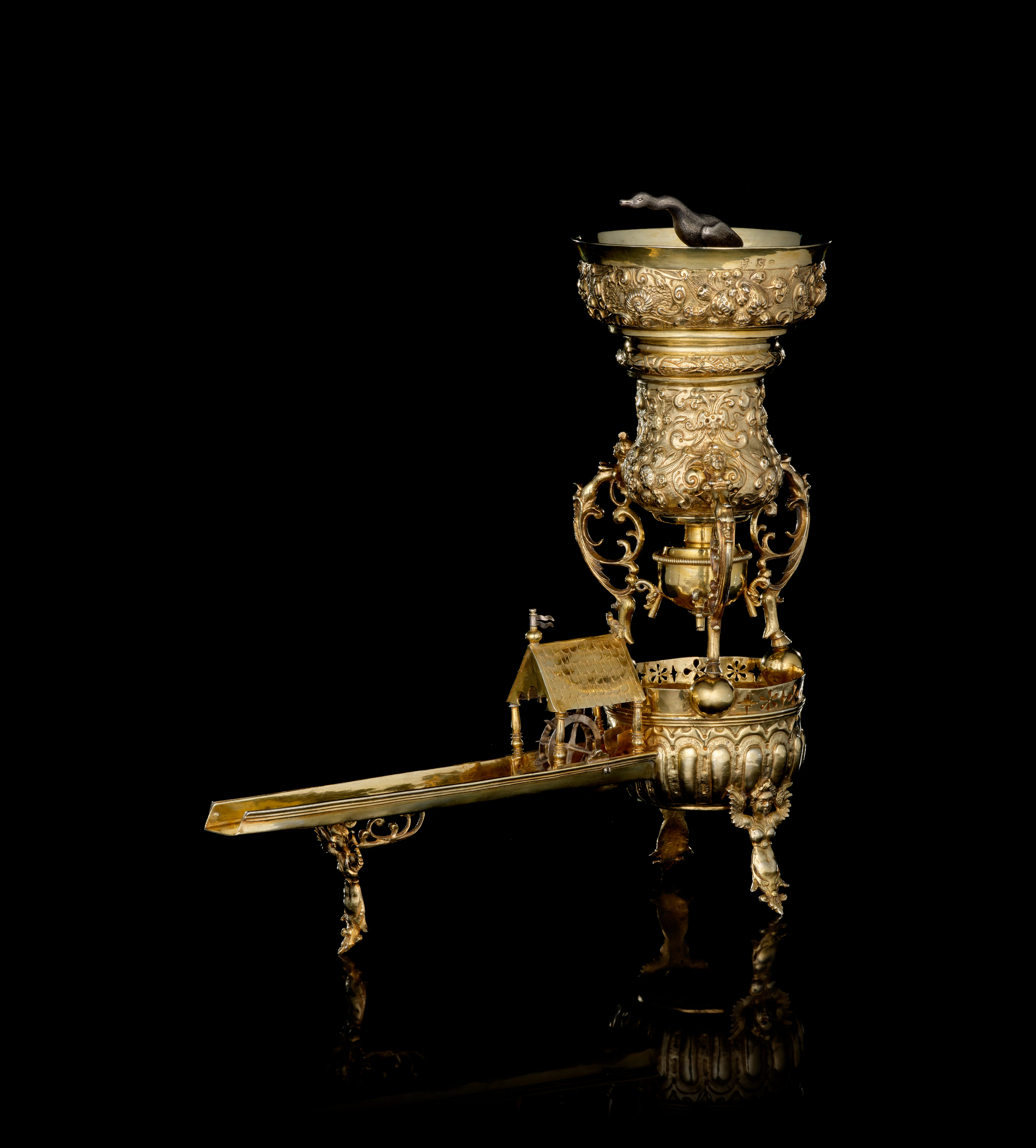 A German silver-gilt windmill cup "wine transformation game", Hans
