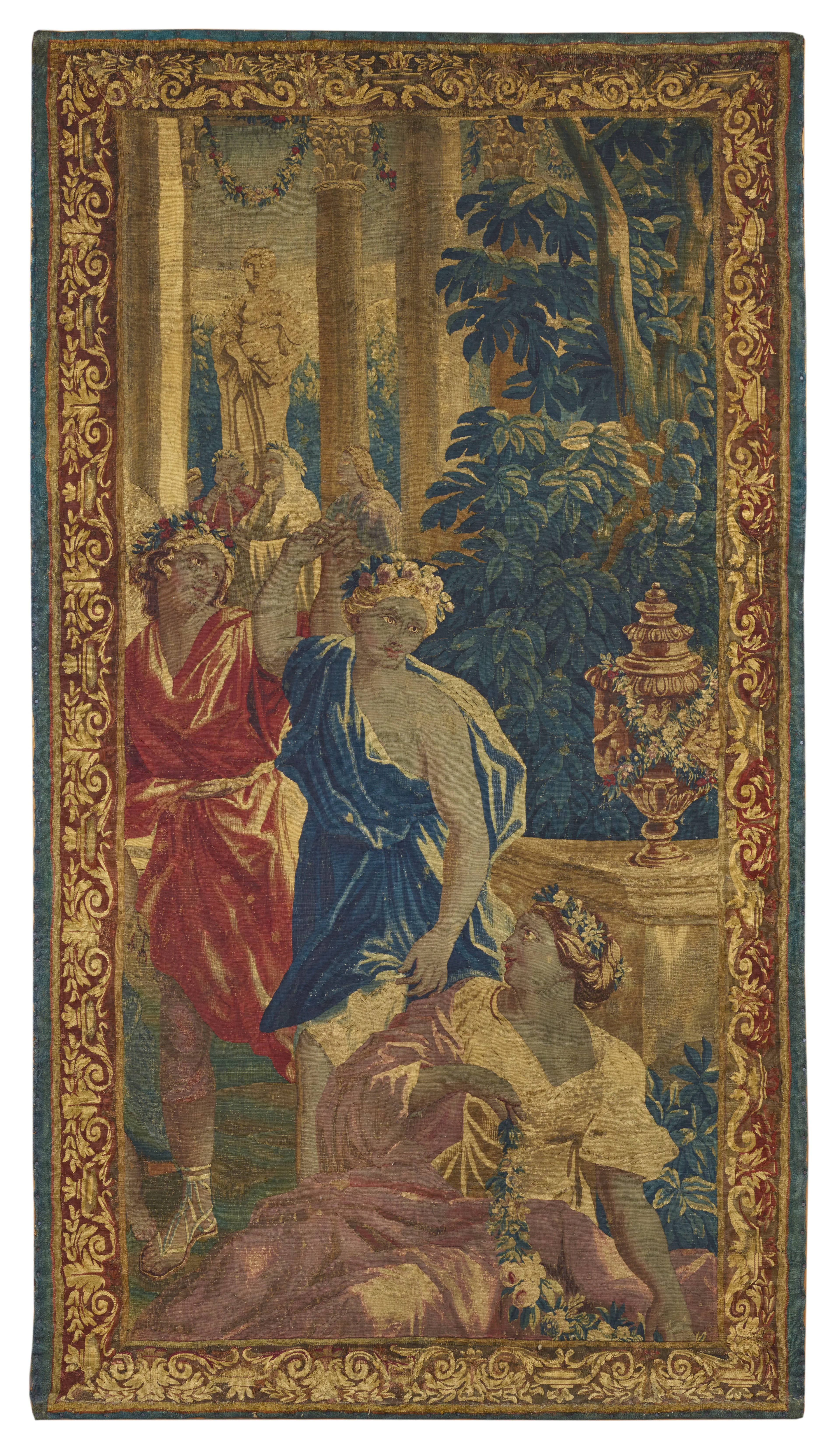 - TAPISSERIE D'EPOQUE LOUIS XIV, PROBABLEMENT DE LA MANUFACTURE DE BEAUVAIS