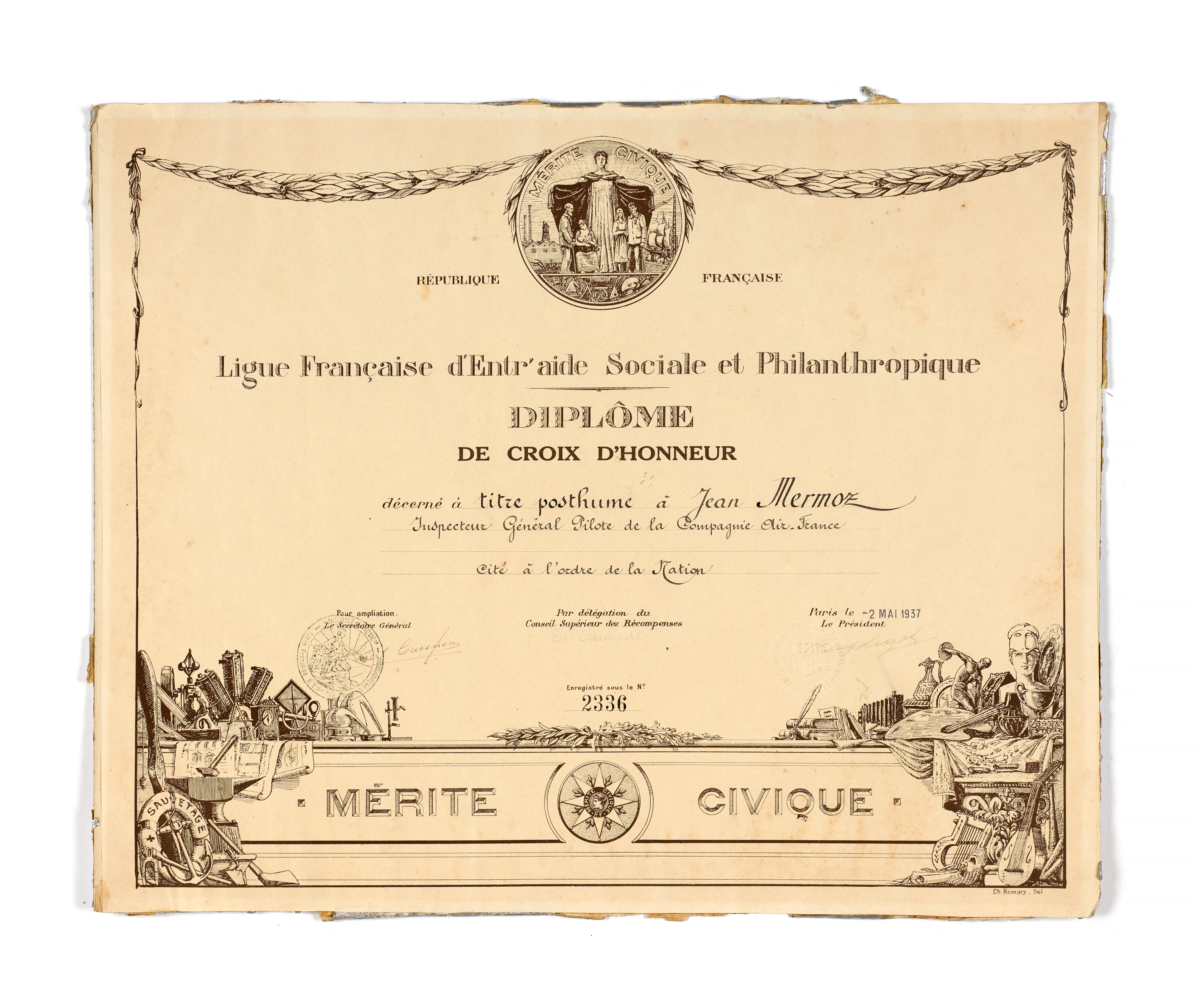 CITATION À L’ORDRE DE LA NATION – MERMOZ