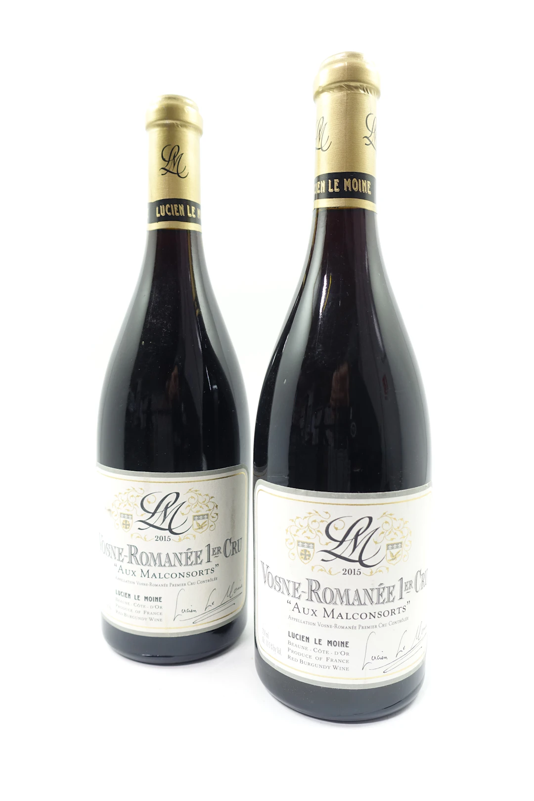 2 bts VOSNE ROMANEE 2015 1er Cru Les Malconsorts. Lucien Le Moine
