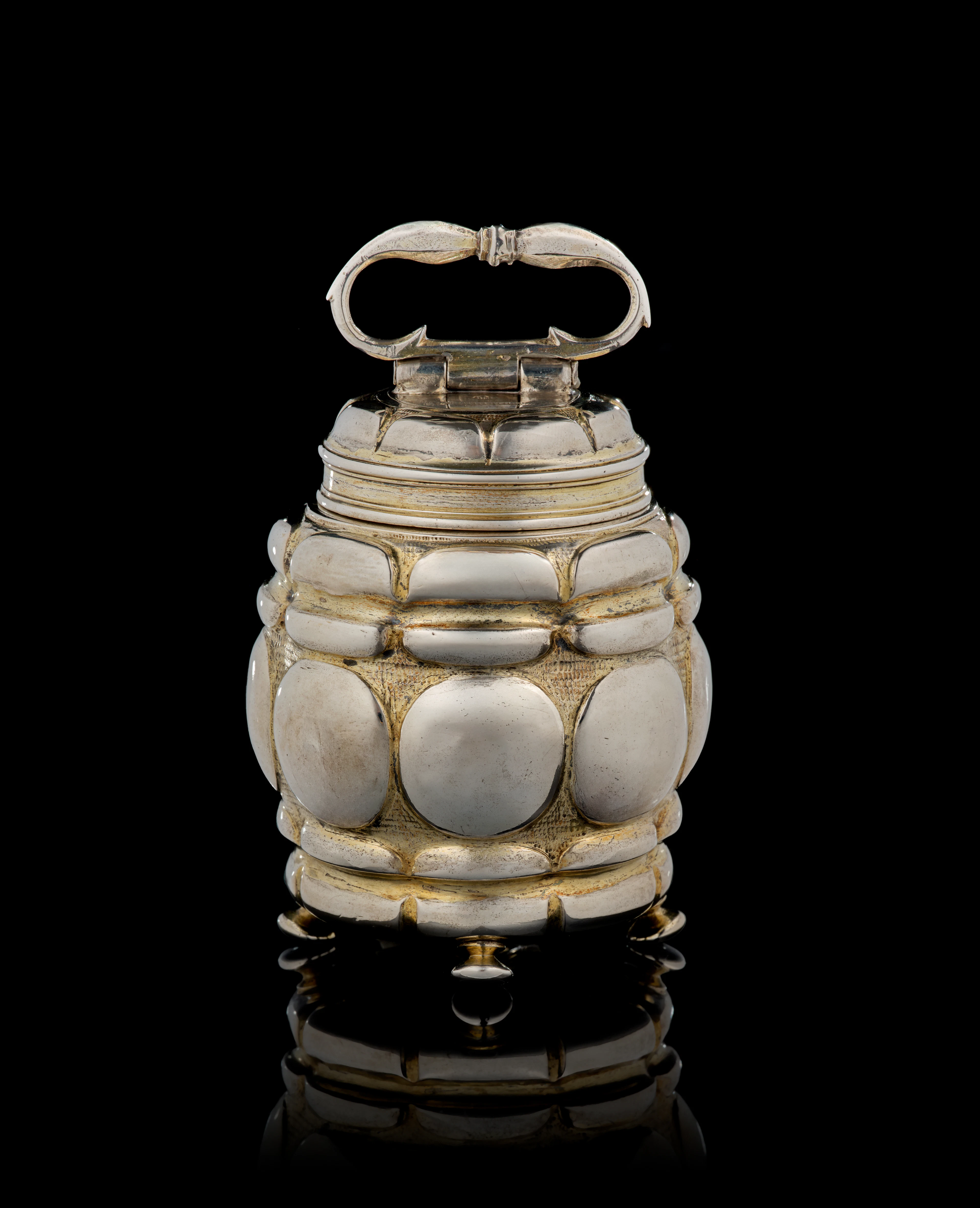 A small German parcel-gilt silver screw-top covered box, Paul Hildebrand