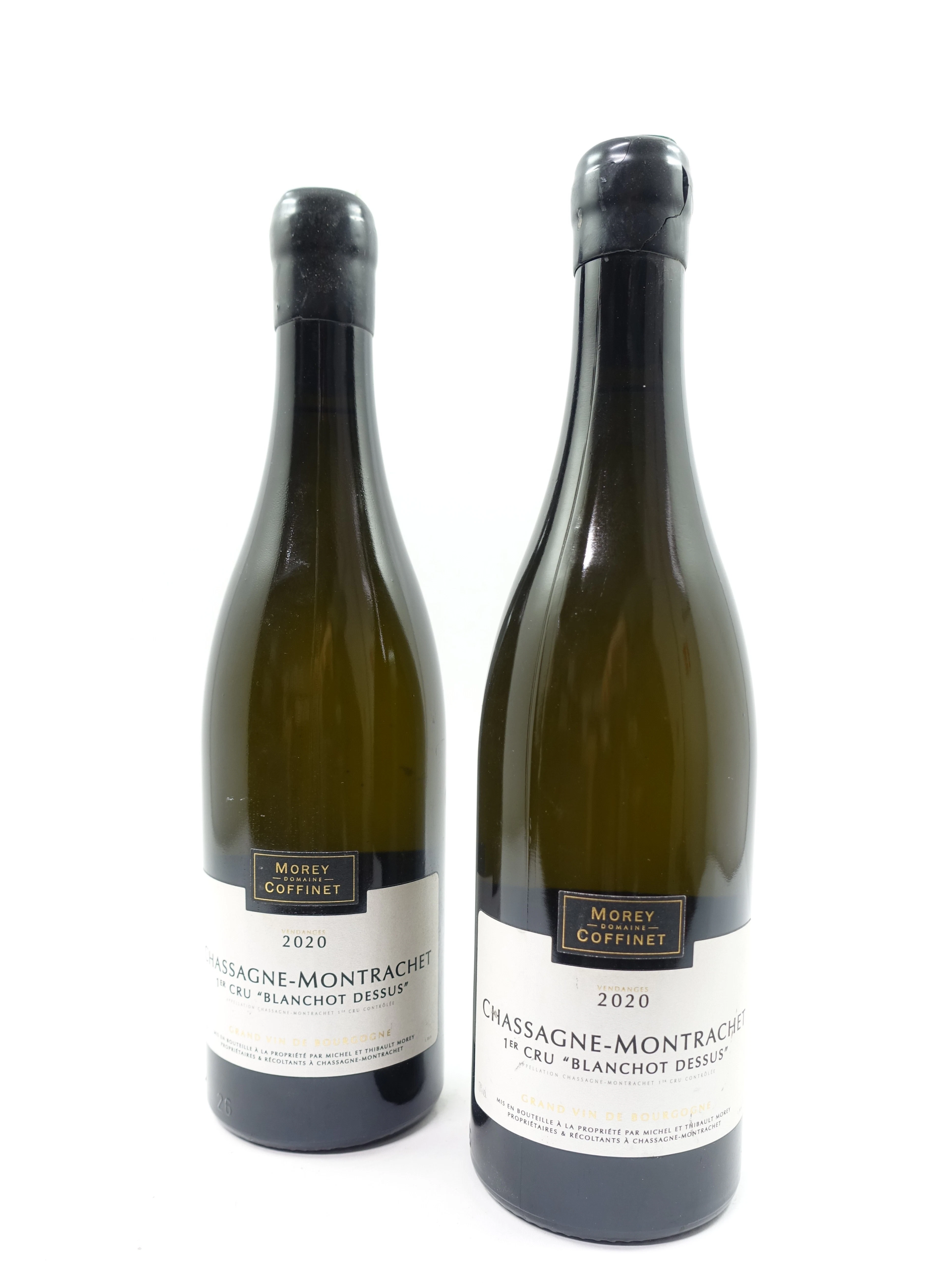 2 bts CHASSAGNE MONTRACHET 2020 (blanc) 1er Cru Blanchot Dessus. Domaine