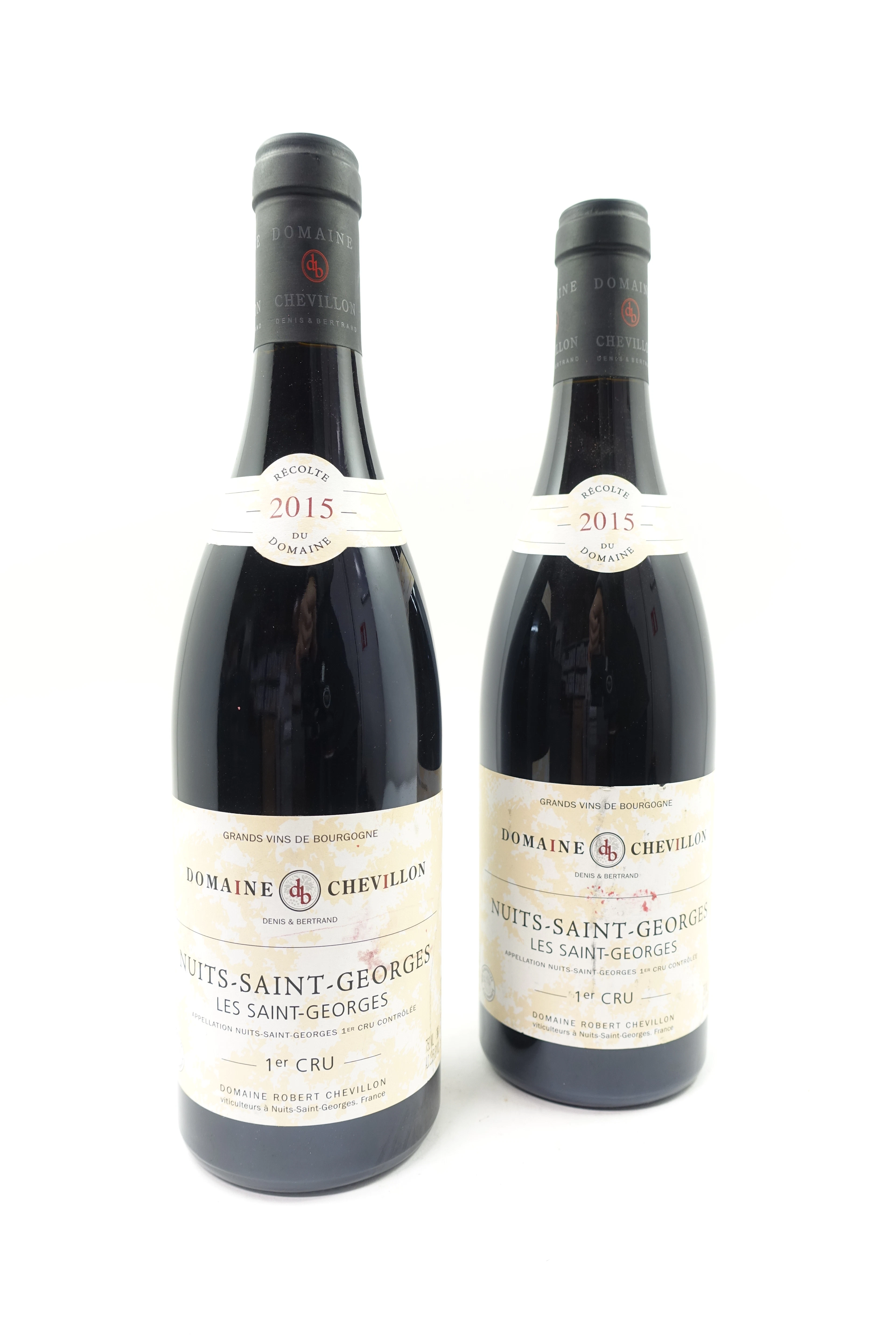 2 bts NUITS SAINT GEORGES 2015 1er Cru Les St Georges. Domaine Chevillon