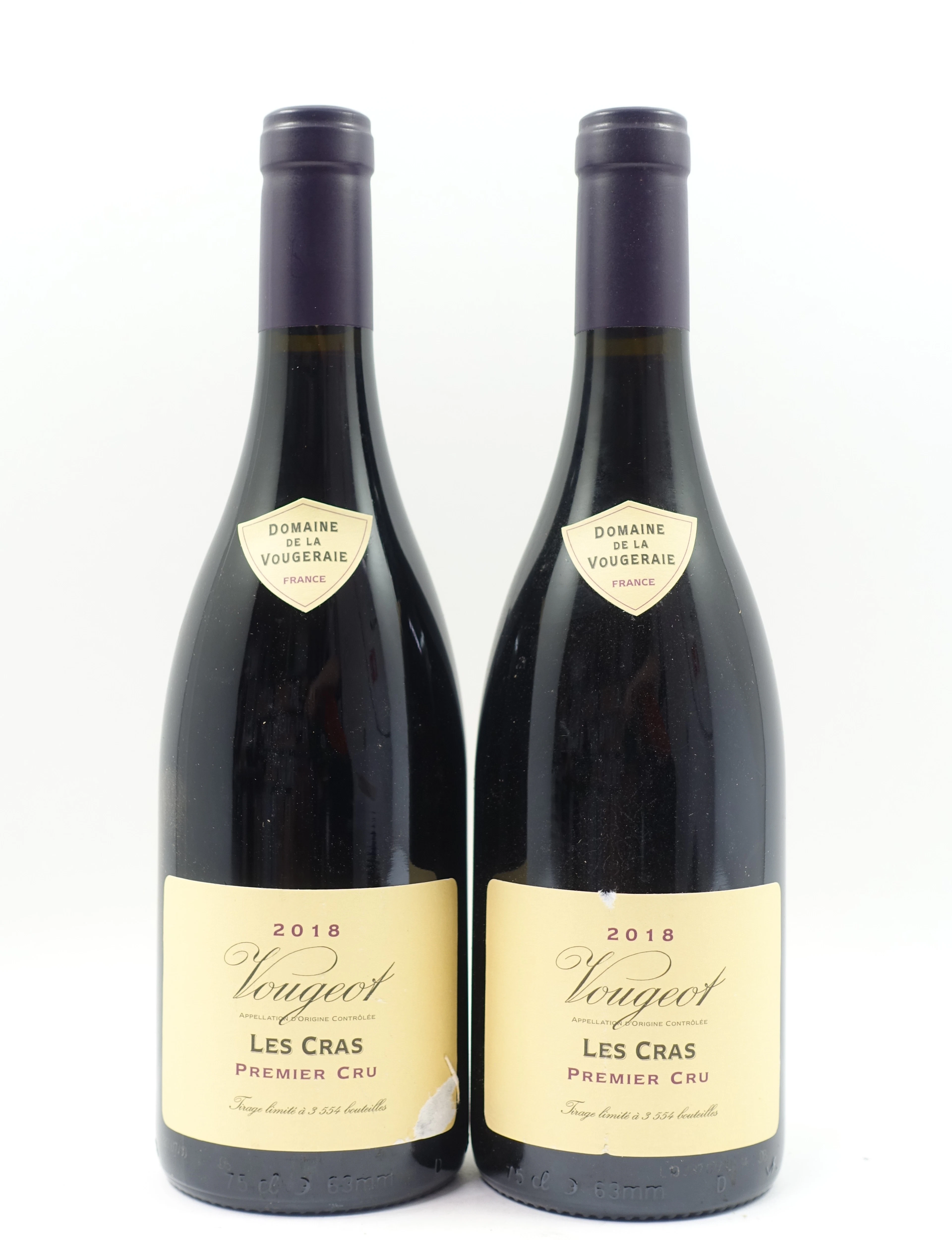 12 bts VOUGEOT 2018 1er cru Les Cras. Domaine de La Vougeraie