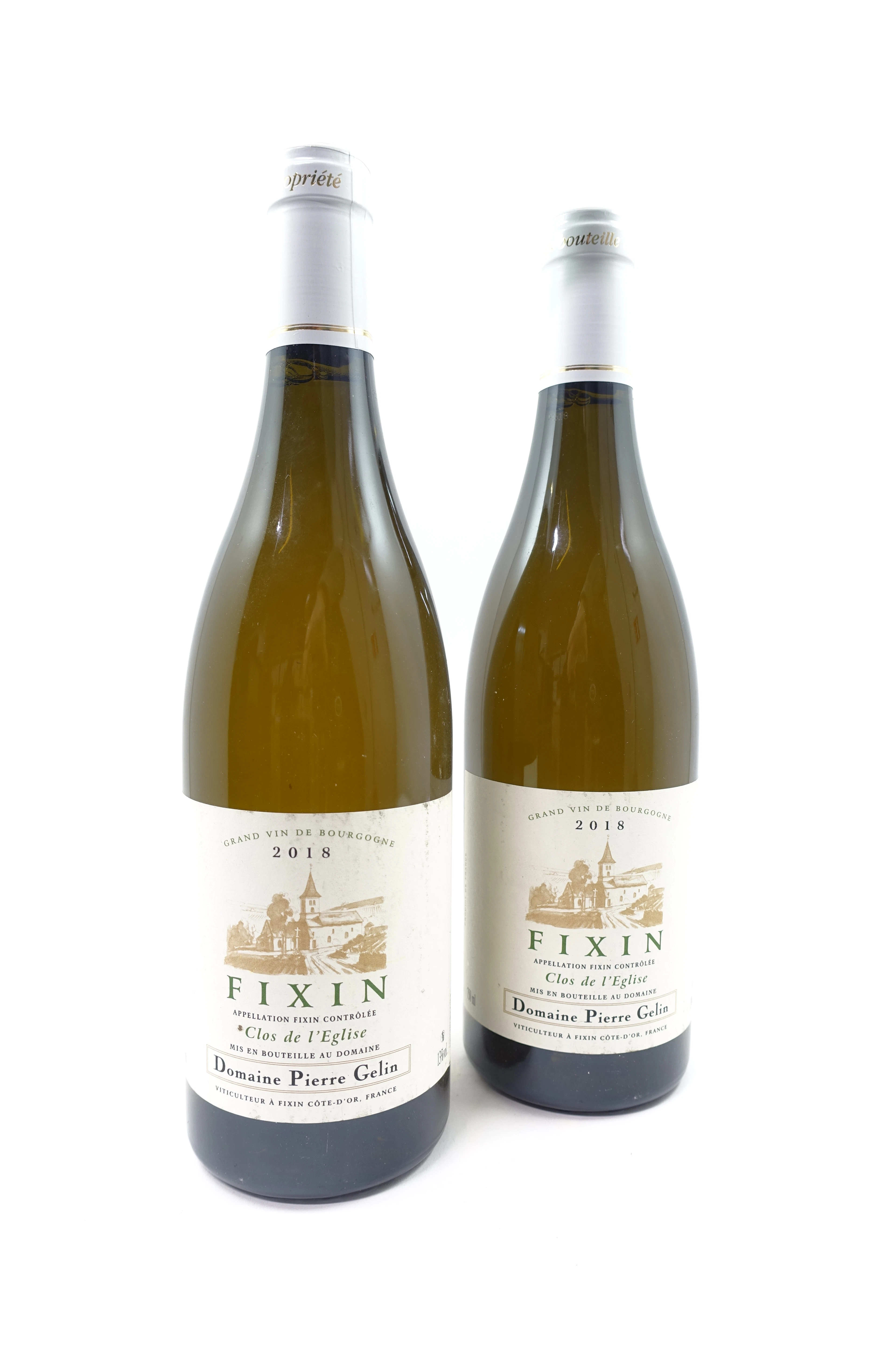 2 bts FIXIN 2018 (blanc) Clos de l'Eglise. Domaine Pierre Gelin