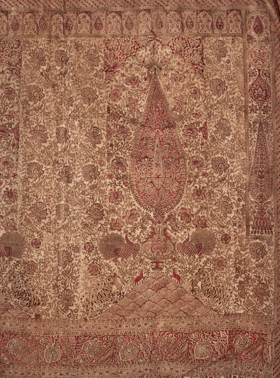 A Large Kalamkari Hanging with Two Trees of Life
