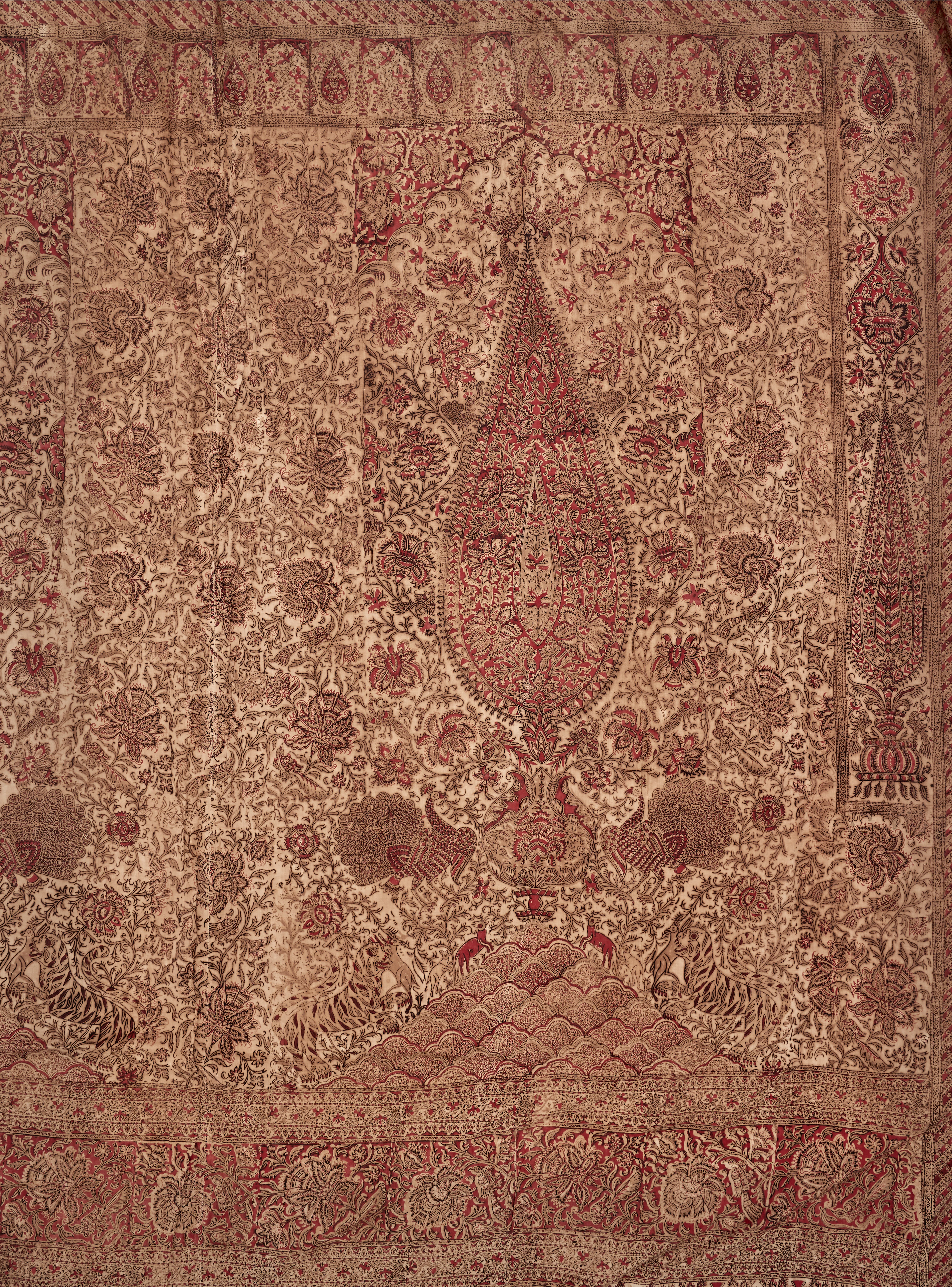 A Large Kalamkari Hanging with Two Trees of Life