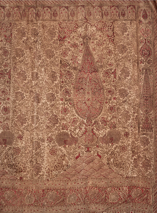 A Large Kalamkari Hanging with Two Trees of Life