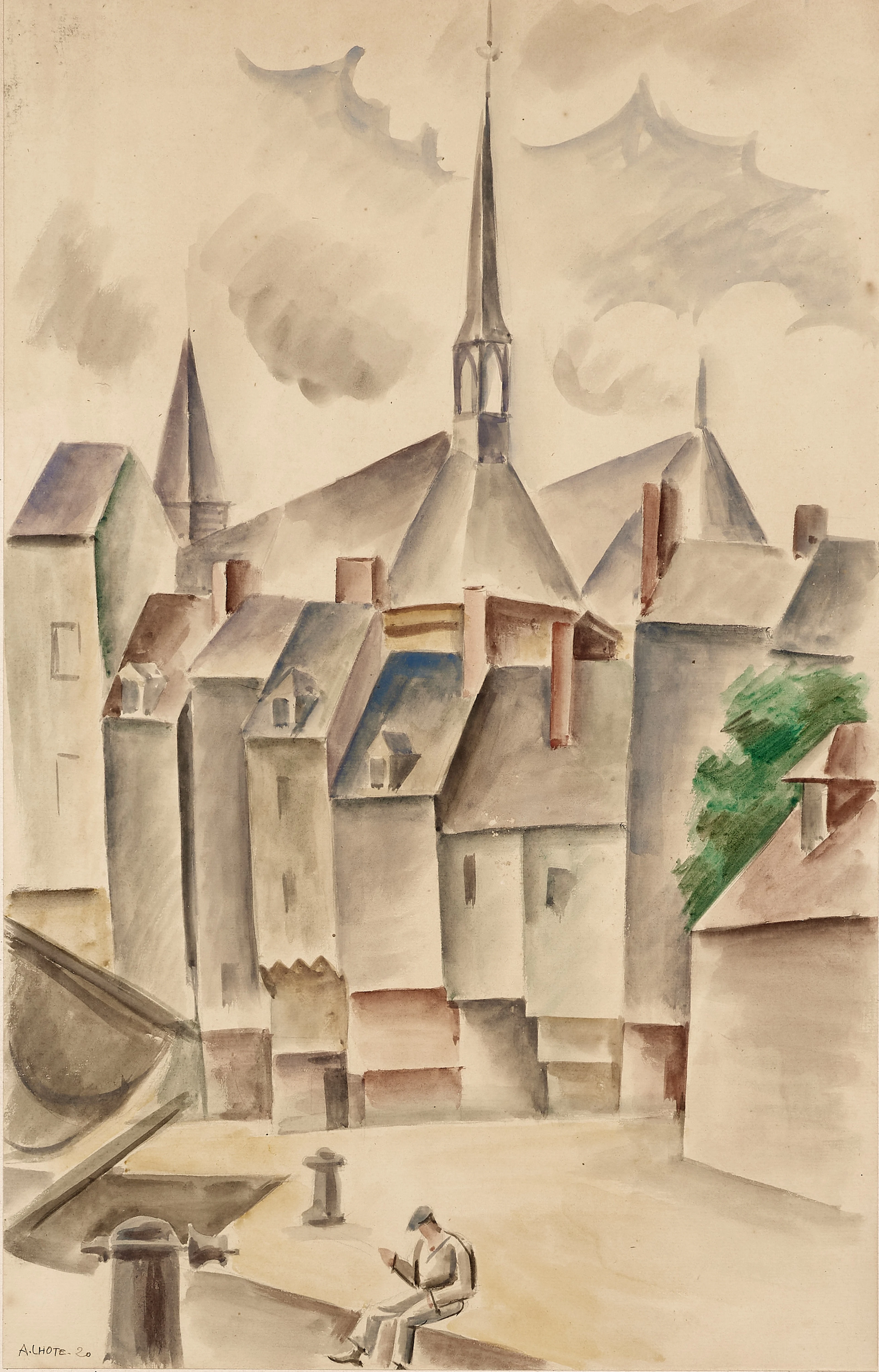 André LHOTE 1885-1962 Le port de Honfleur - 1920