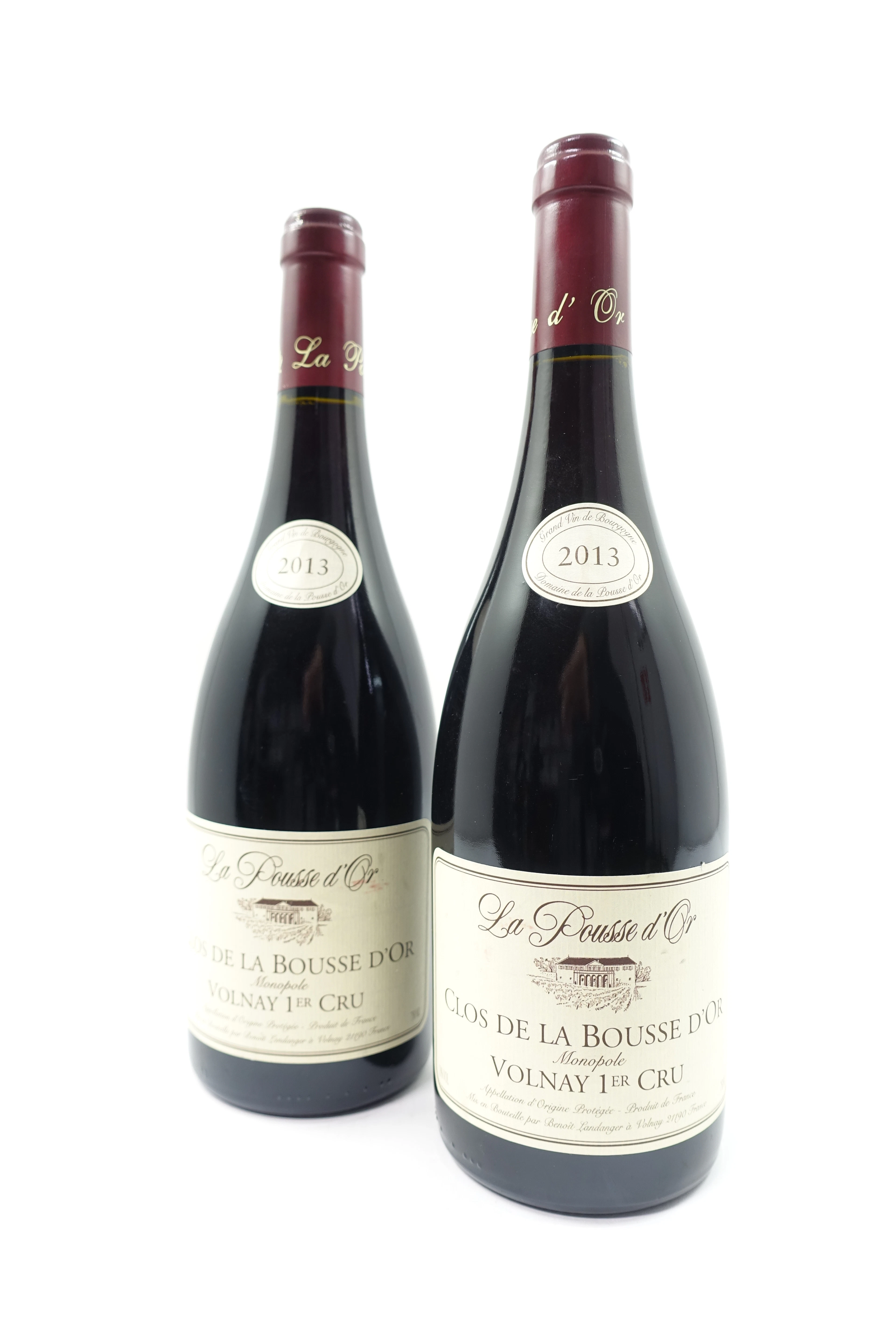 2 bts VOLNAY 2013 1er Cru Clos de la Bousse d'Or. La Pousse d'Or