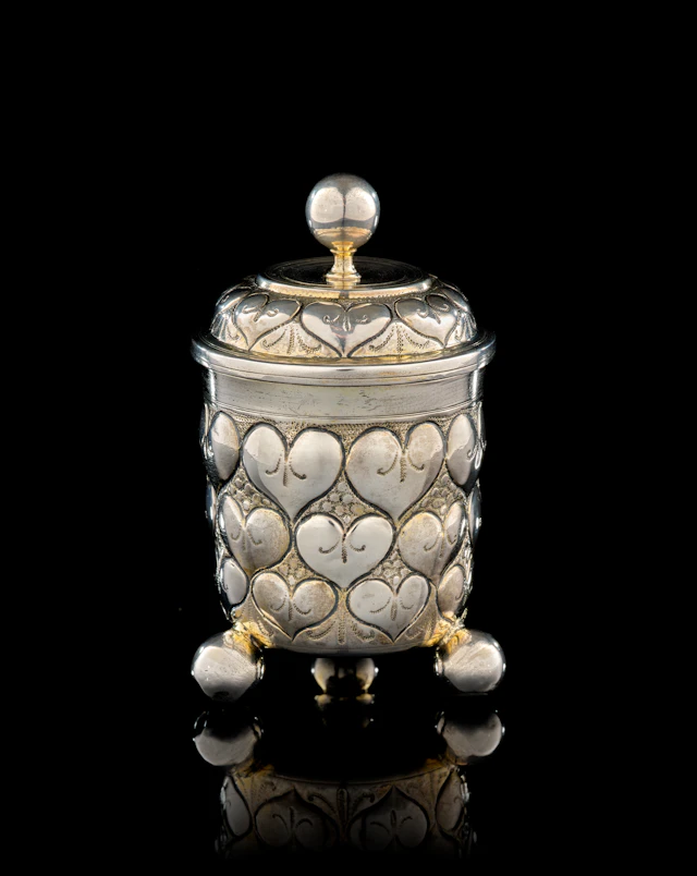 A German parcel-gilt silver covered beaker, Paul Solanier, Augsburg, 1705-1709