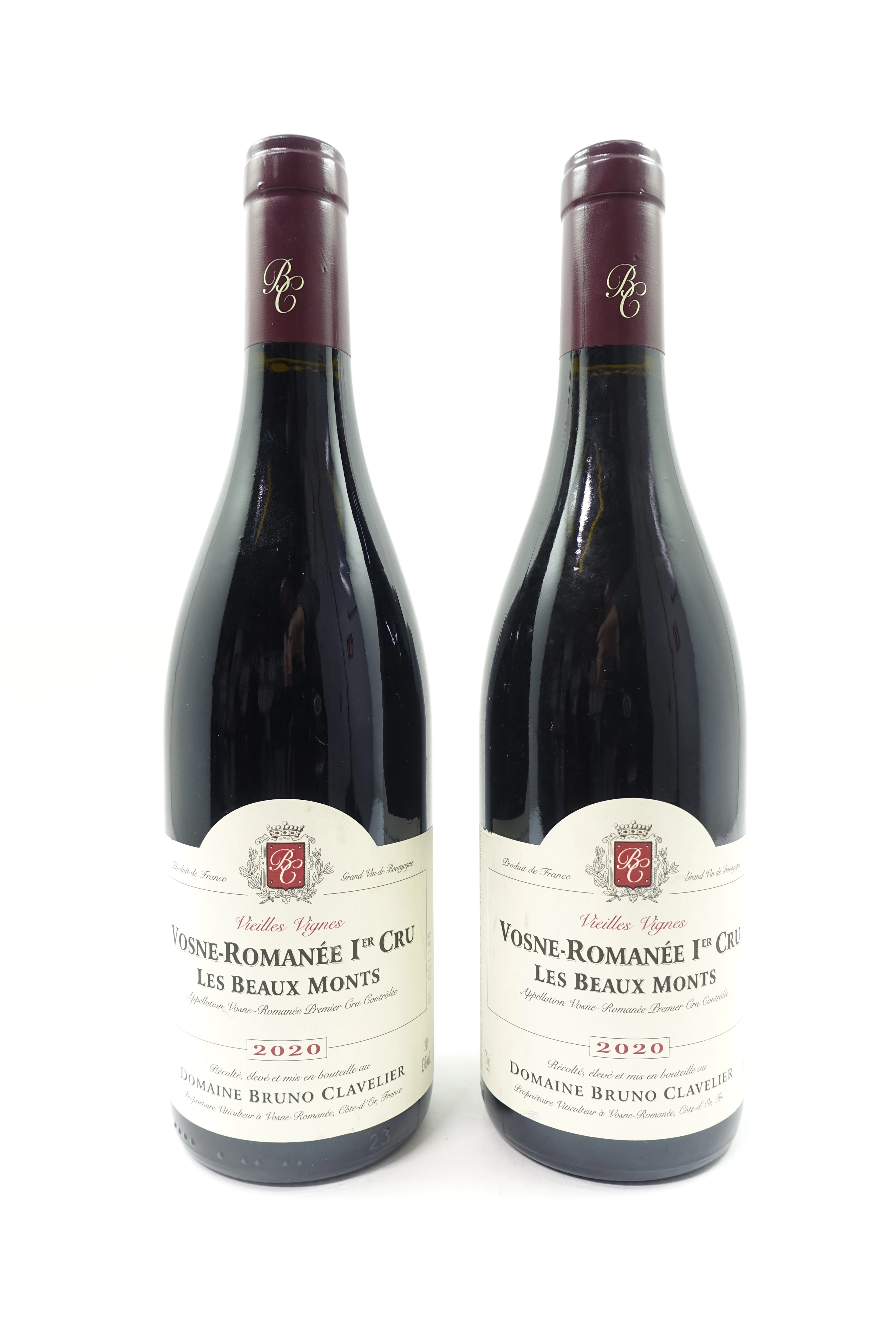 2 bts VOSNE ROMANEE 2020 1er Cru Les Beaux Monts. Domaine Bruno Clavelier