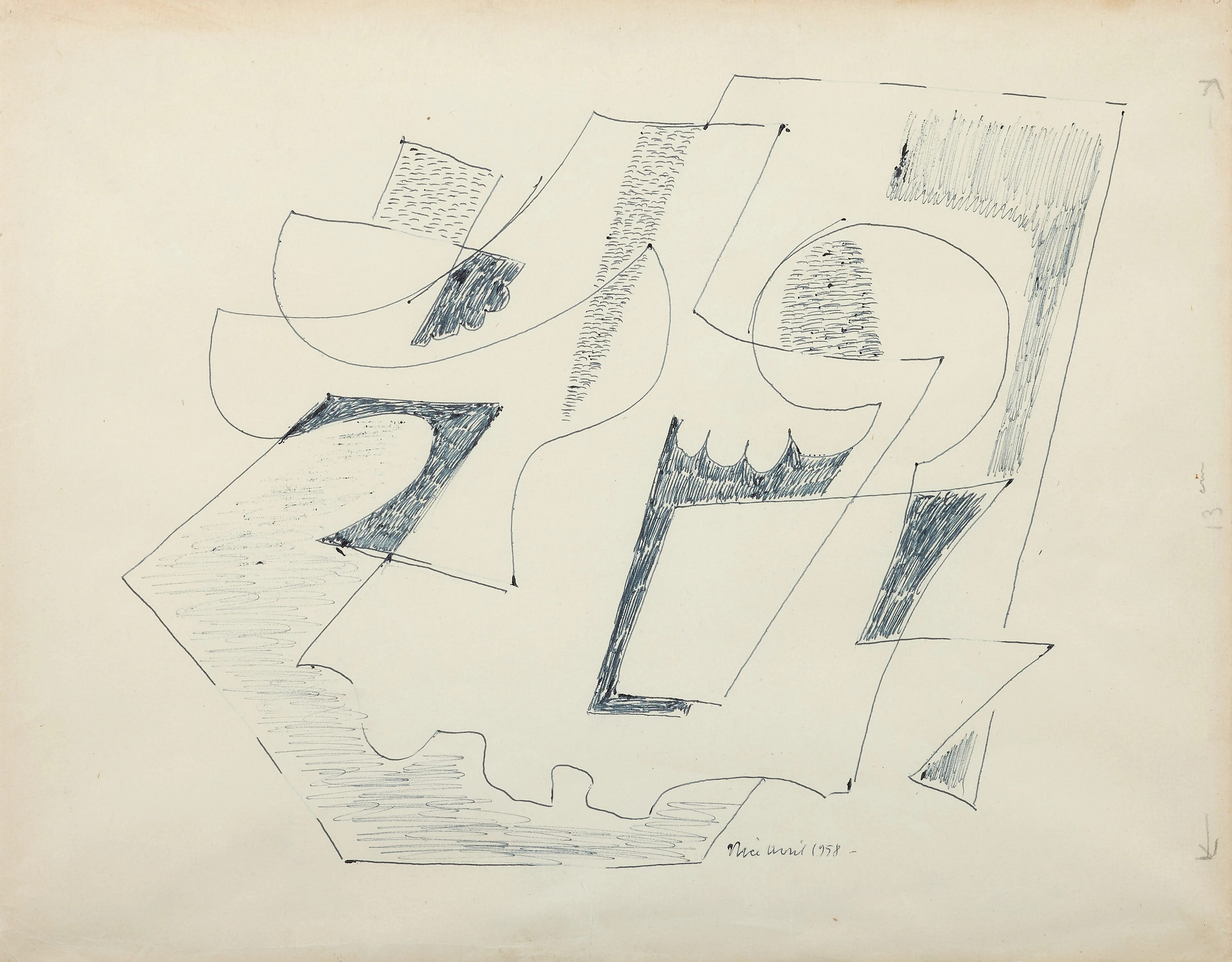 Gino SEVERINI 1883-1966 Etude pour "Nature morte au compotier" - 1958