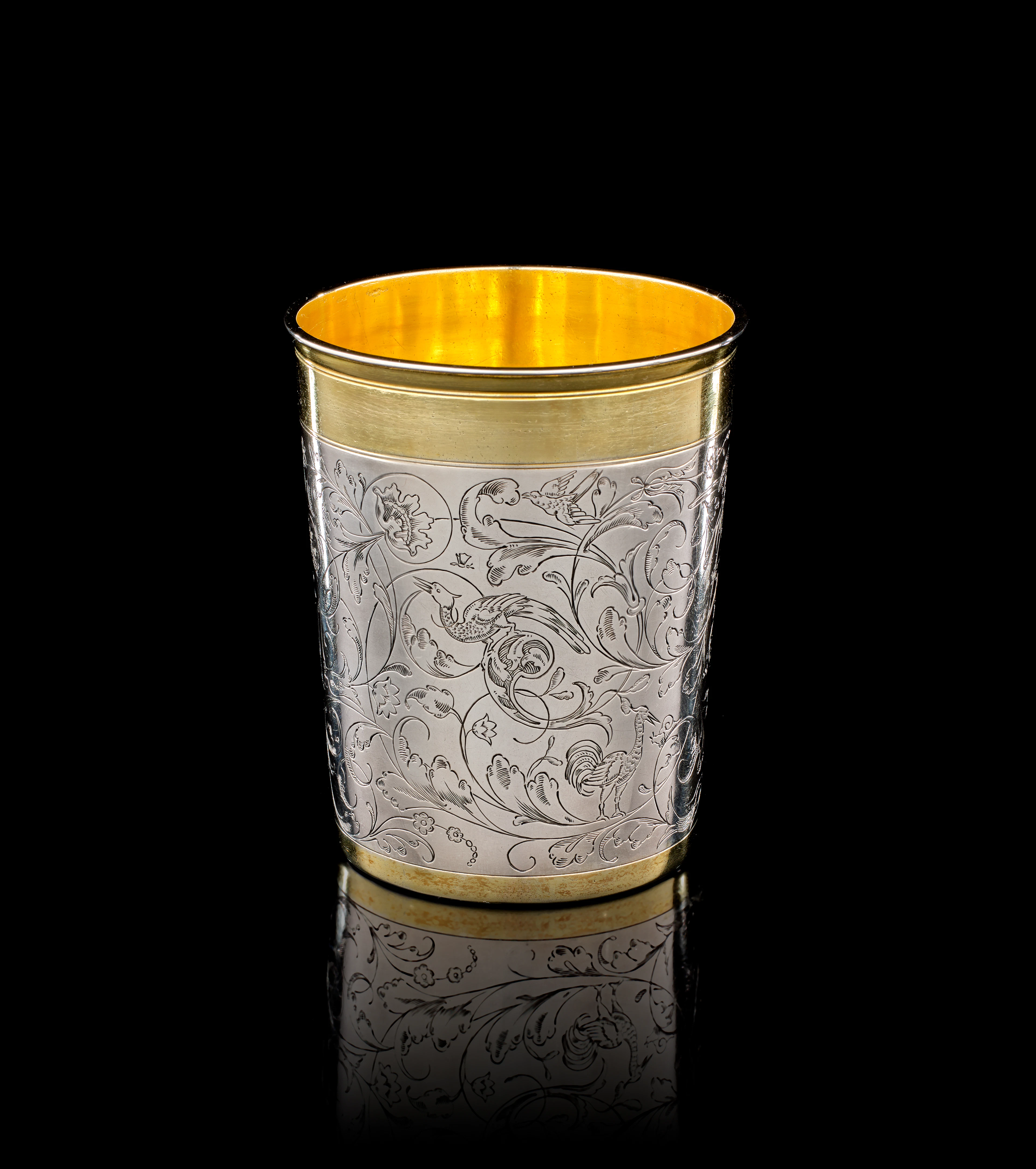 A German parcel-gilt silver beaker, Paul Solanier, Augsburg, 1697-1699