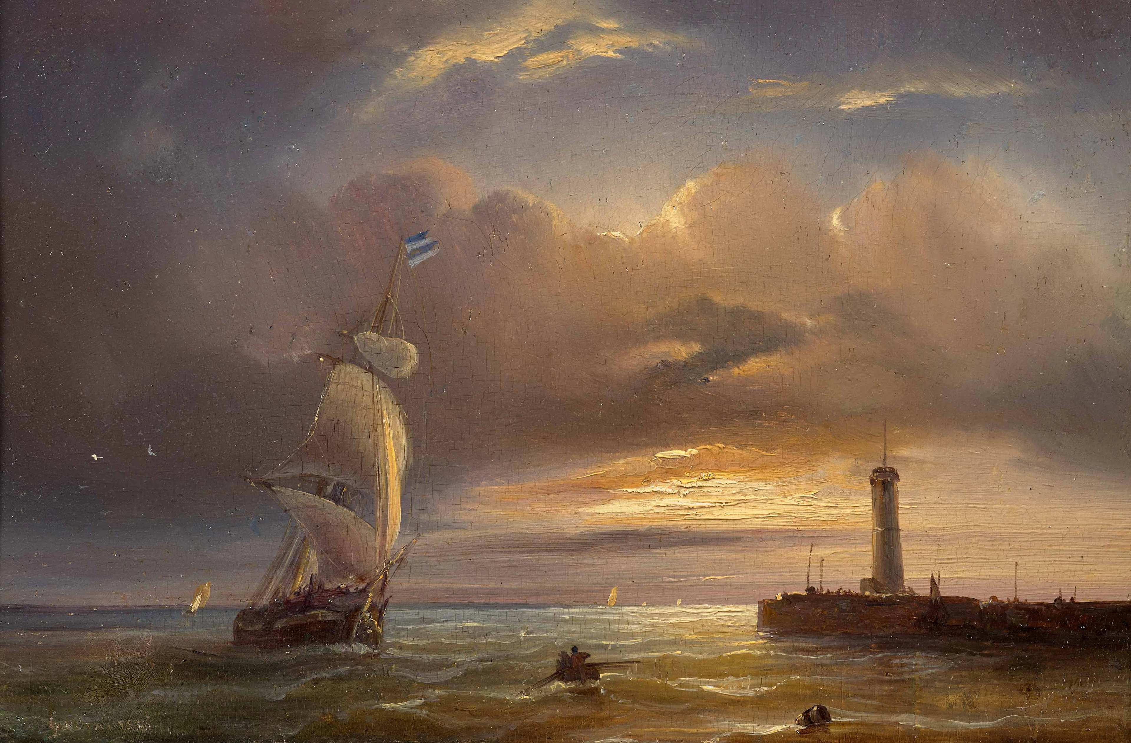 Théodore GUDIN Paris, 1802 - Boulogne-Billancourt, 1880 Voilier au