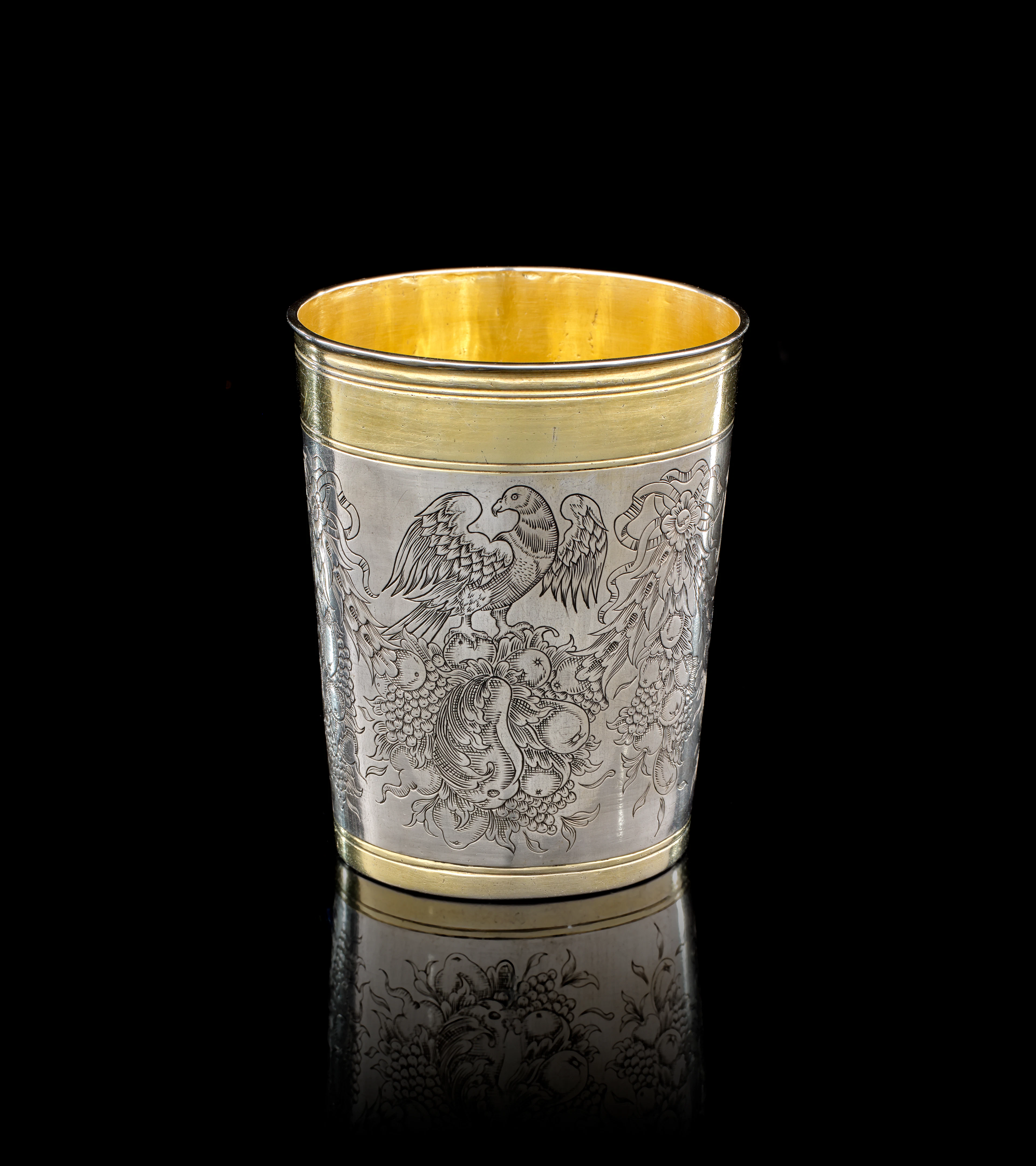 A German parcel-gilt silver beaker, Johann Höfler, Nuremberg, 1685-1689