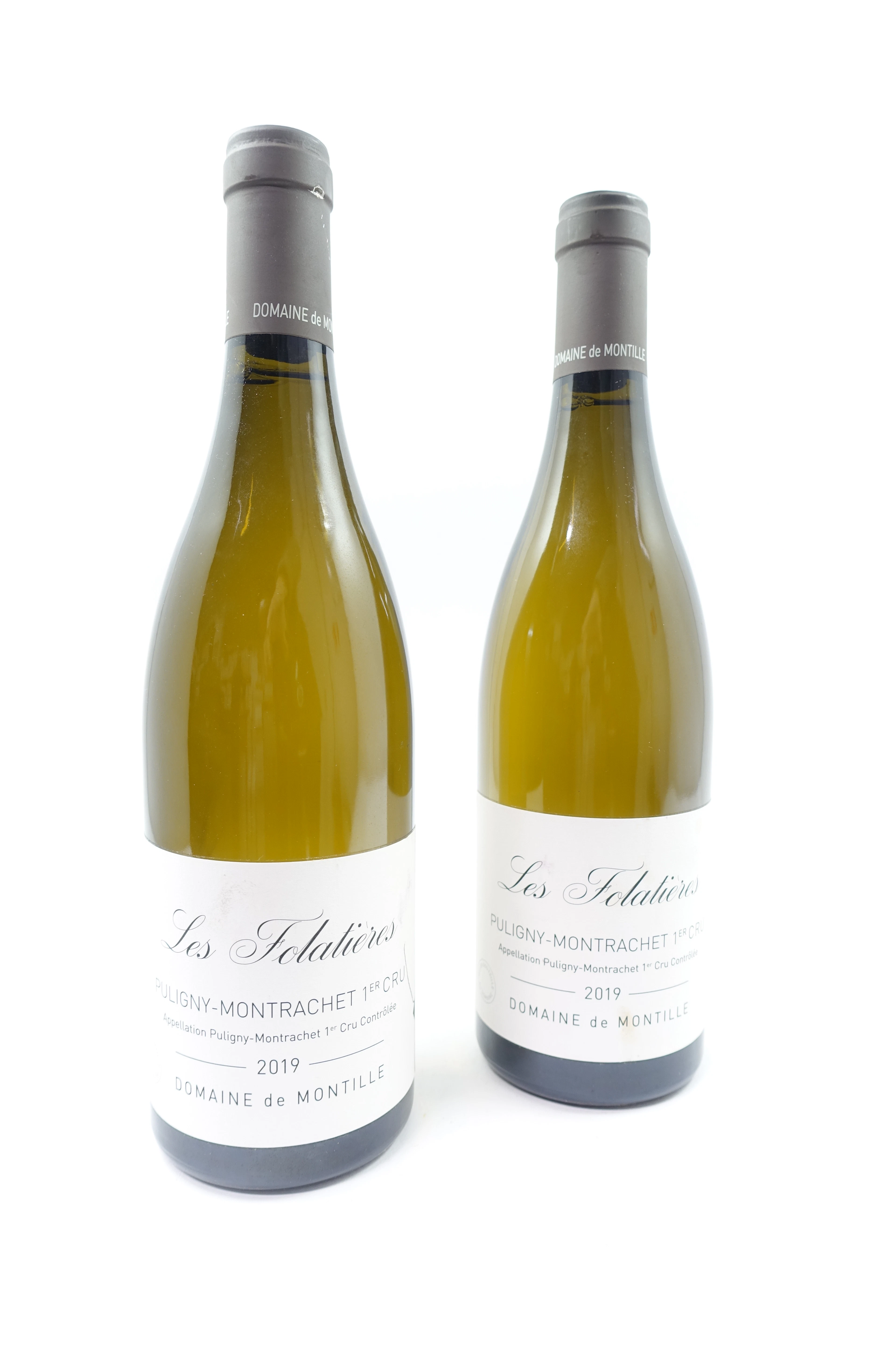 2 bts PULIGNY MONTRACHET 2019 1er Cru Les Folatières. Domaine Montille