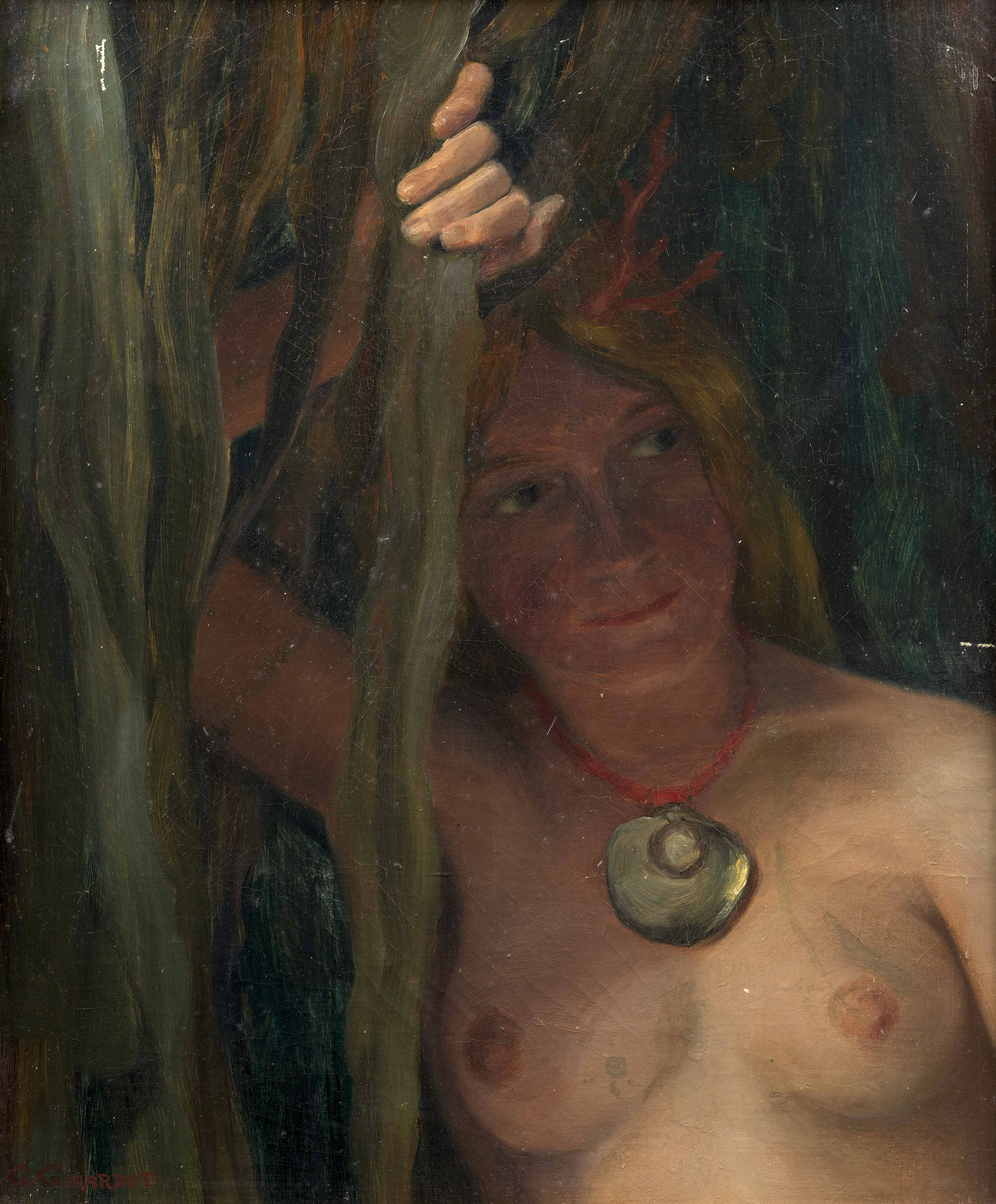 Georges GIRARDOT Besançon, 1856 - Paris, 1914 Sirène au collier de nacre