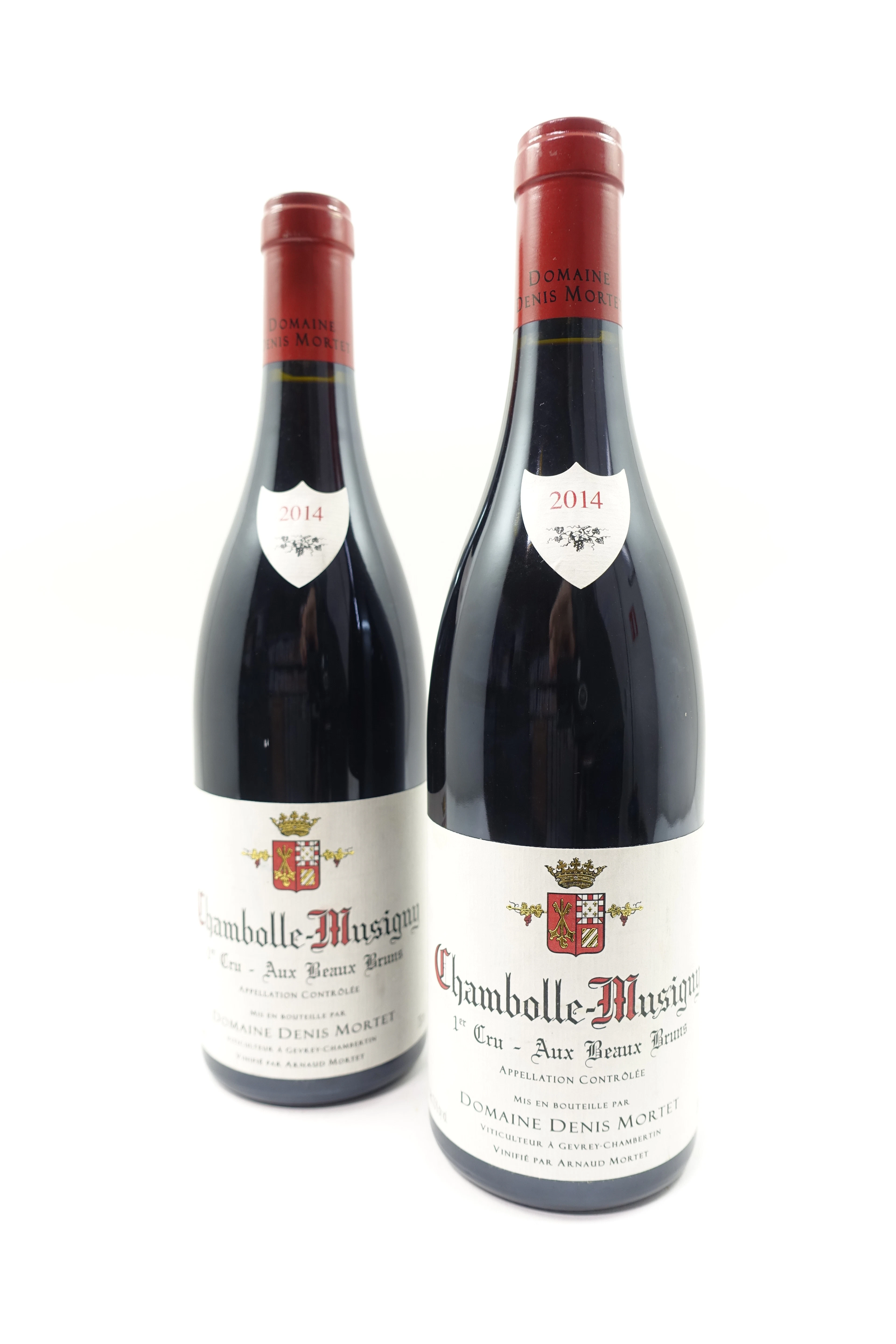 2 bts CHAMBOLLE MUSIGNY 2014 1er Cru Aux Beaux Bruns. Domaine Denis Mortet