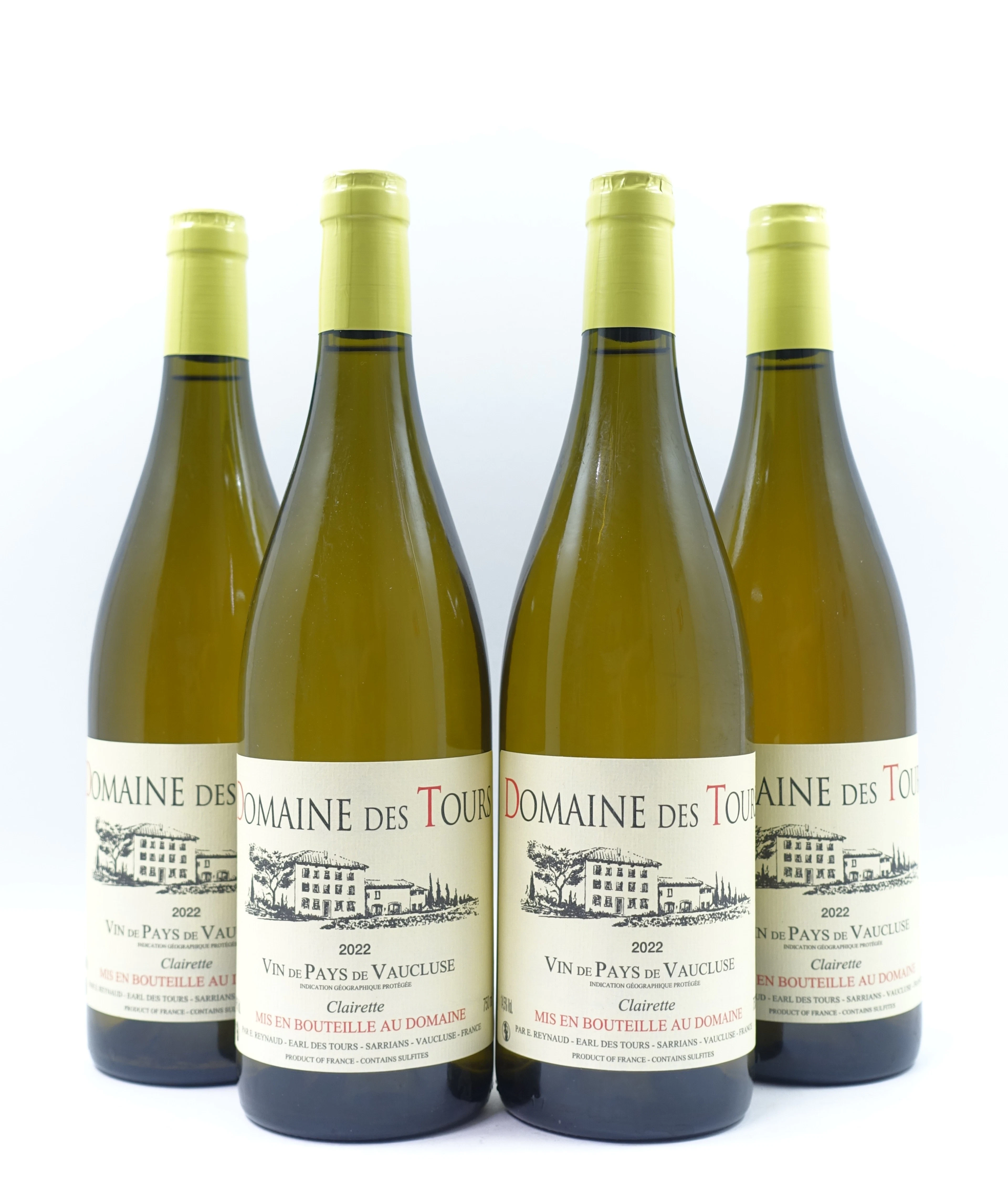 4 bts VDP DU VAUCLUSE 2022 (blanc) Clairette. Domaine des Tours. Emmanuel