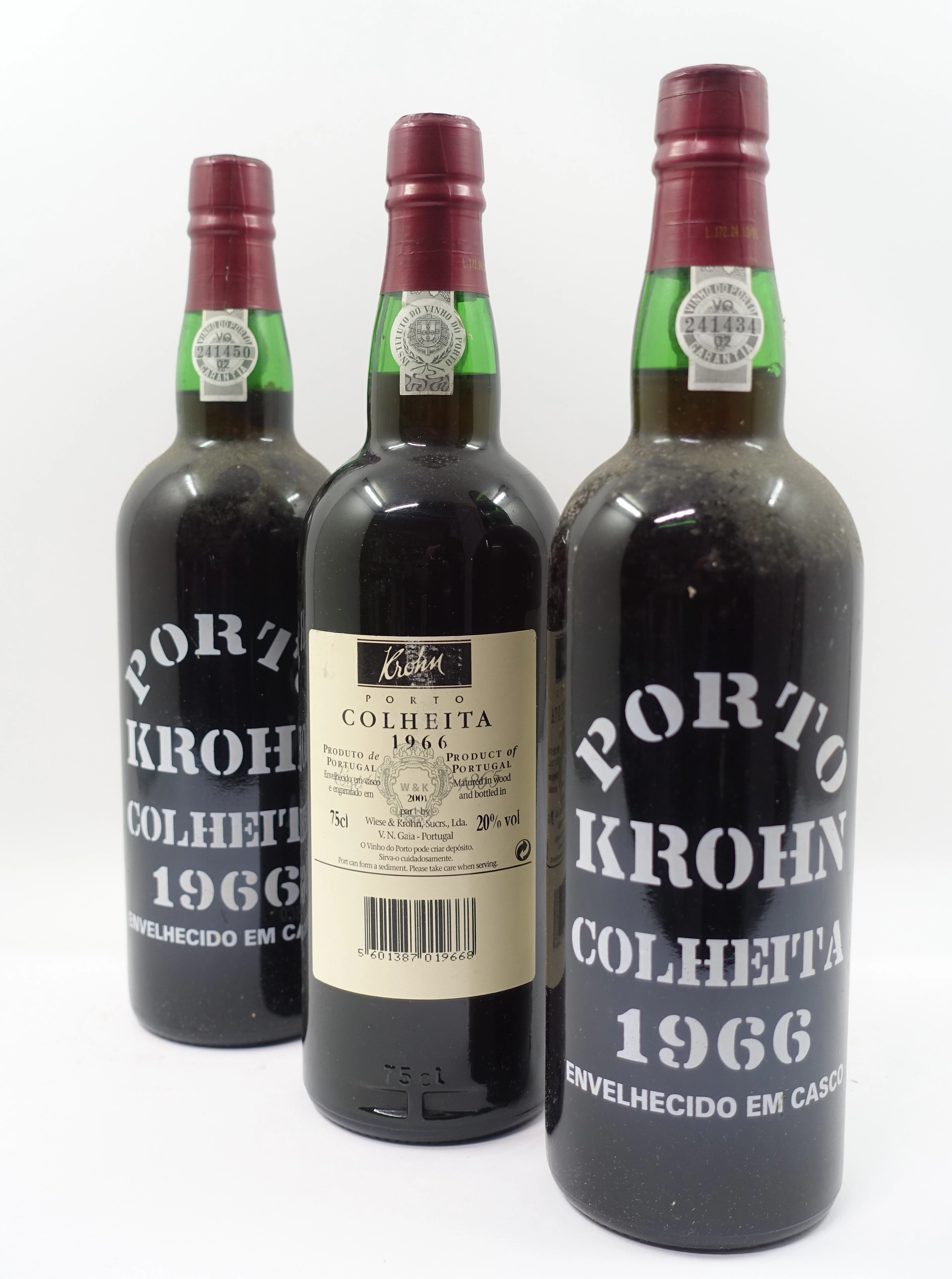 3 bts PORTO KROHN'S 1966 Colheita. Mise en bouteille en 2001
