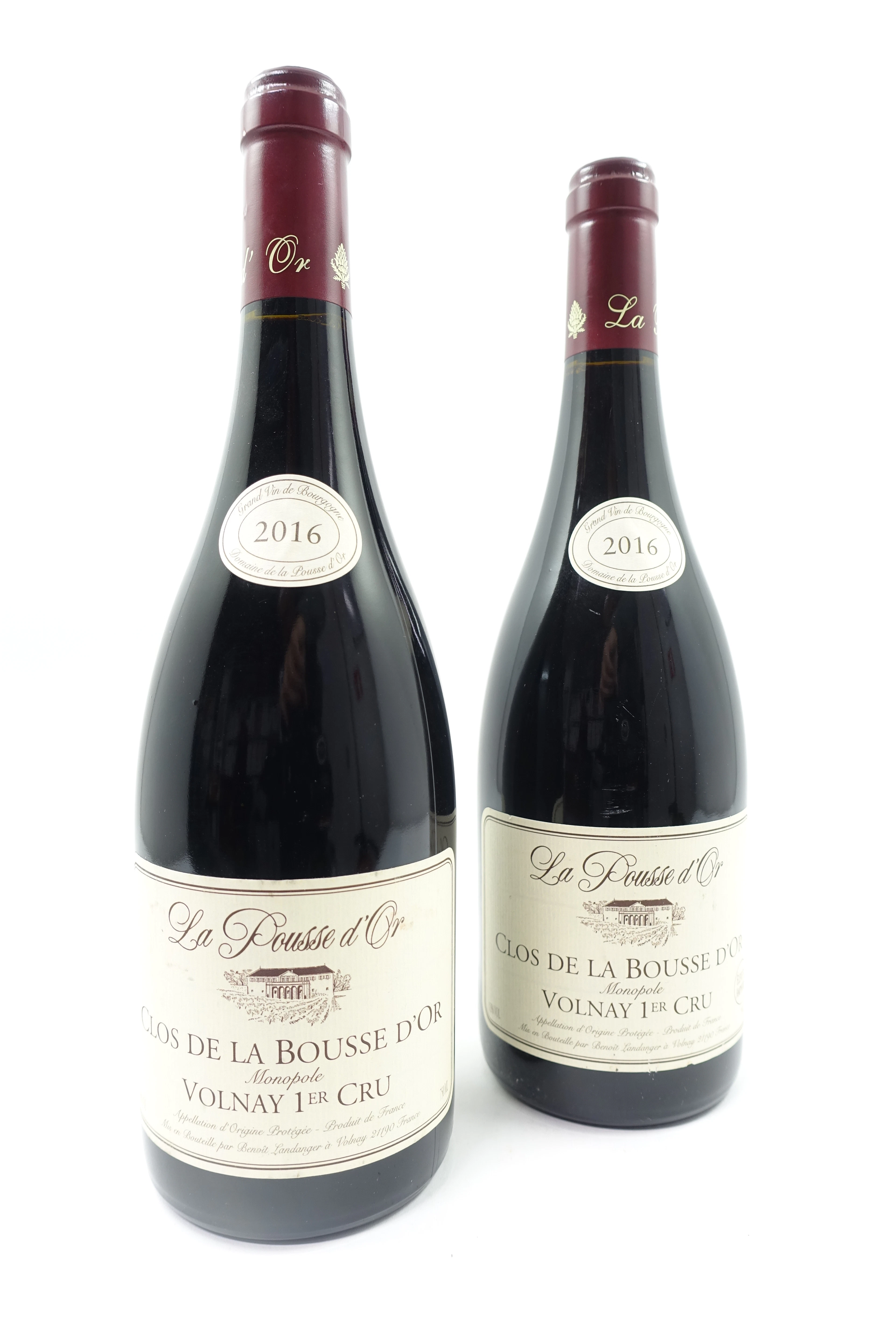 2 bts VOLNAY 2016 1er Cru Clos de la Bousse d'Or. La Pousse d'Or