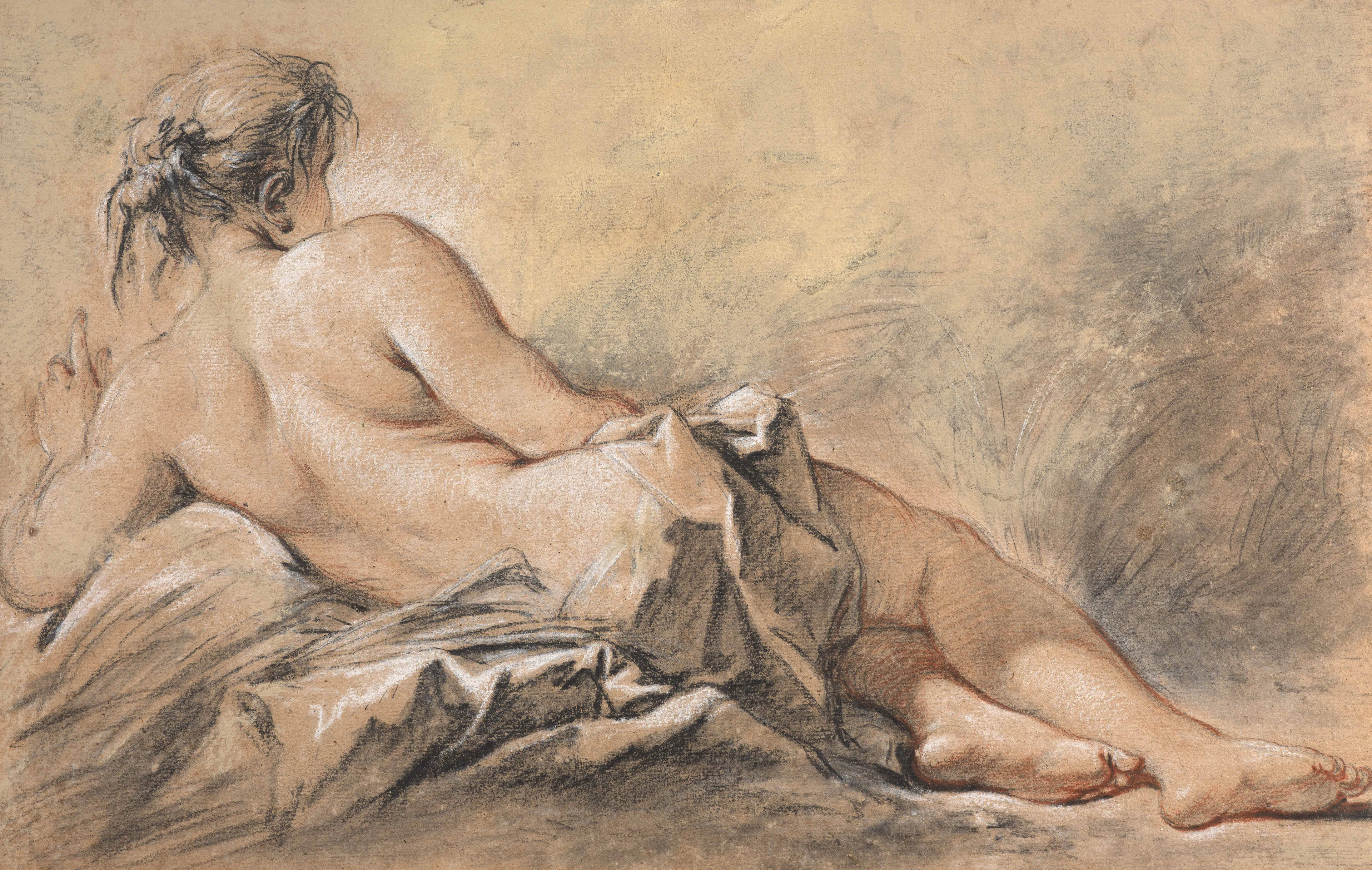 Attribué à François BOUCHER Paris, 1703 - 1770 Nymphe nue de dos