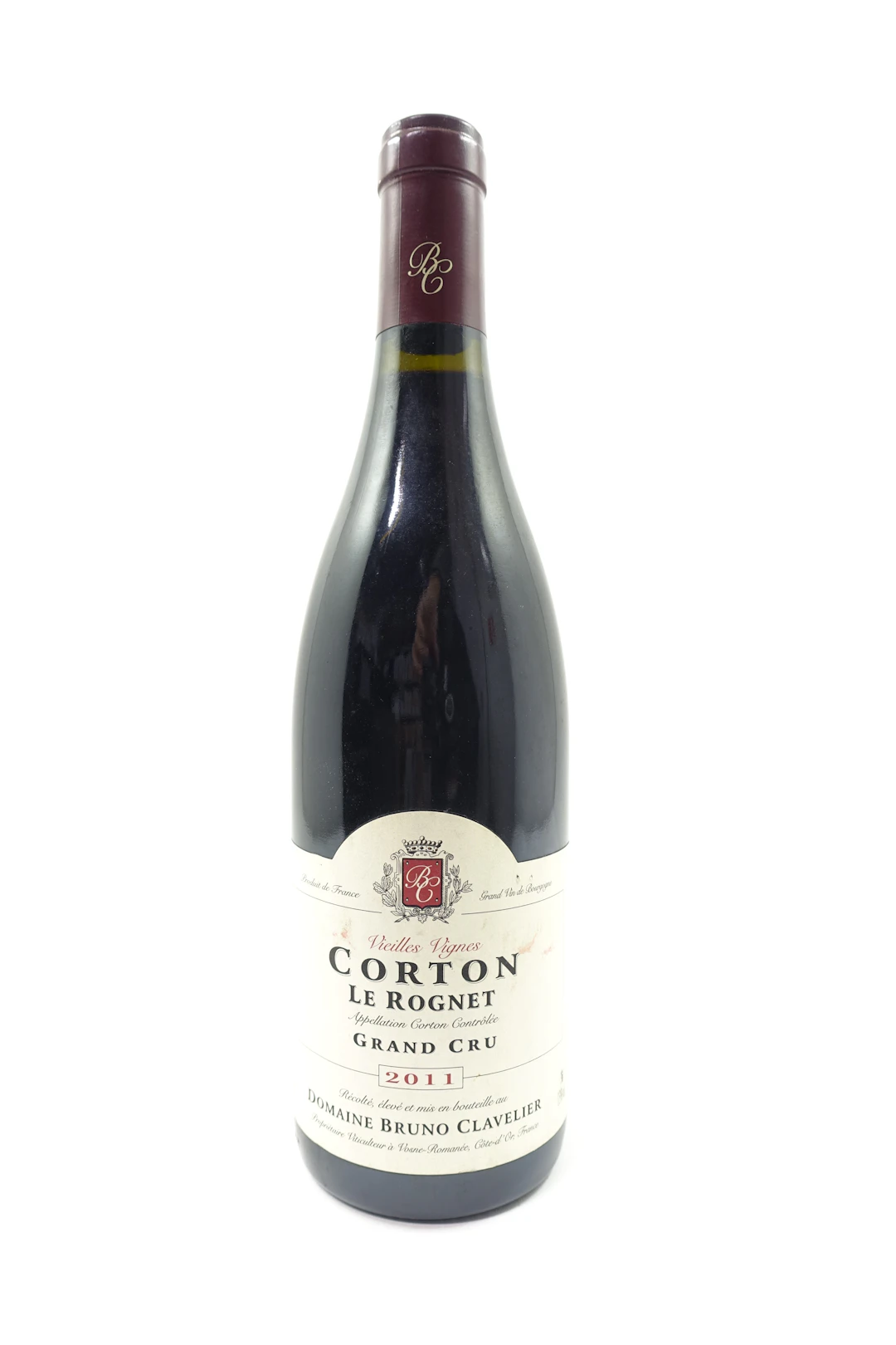 1 bt CORTON LE ROGNET 2011 Grand Cru Vieilles Vignes. Bruno Clavelier