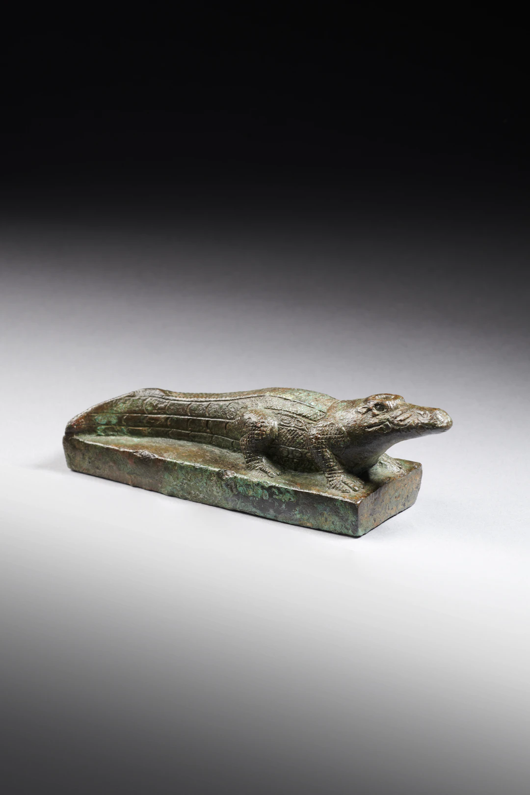An Egyptian bronze sobek crocodile