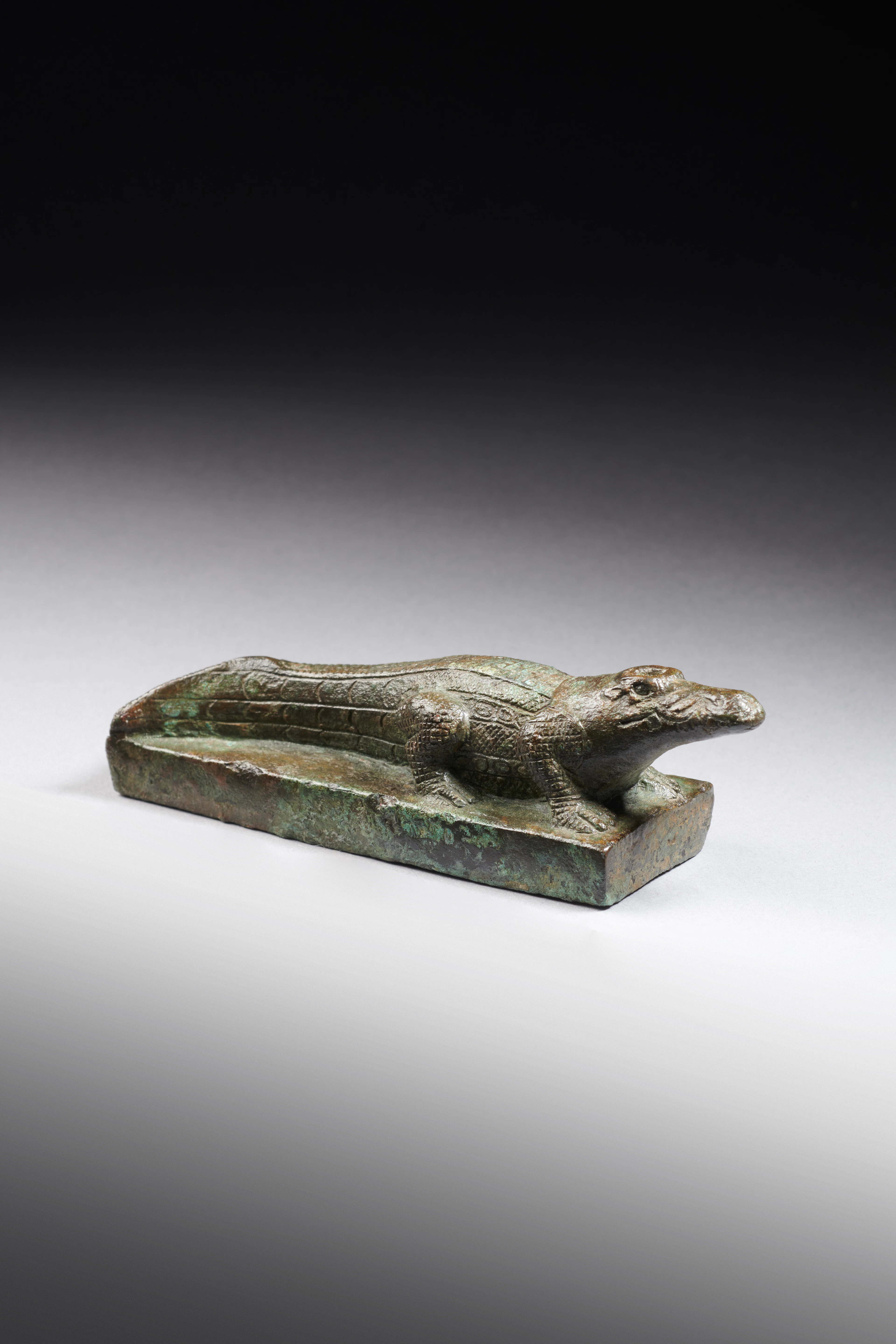 An Egyptian bronze sobek crocodile
