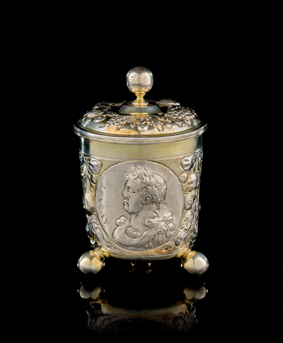 A German parcel-gilt silver covered cup, Johann I. Drentwett, Augsburg