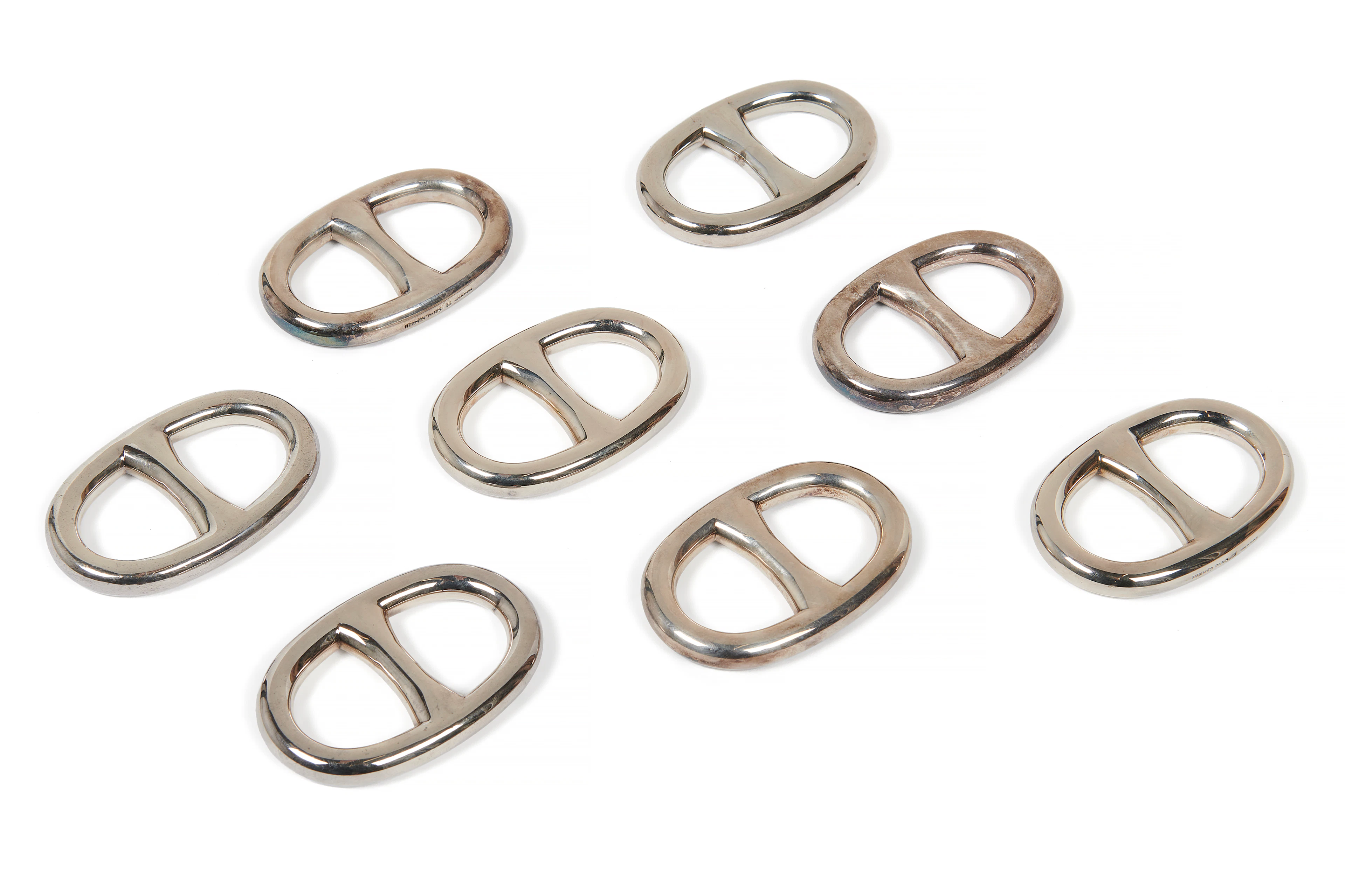 HERMÈS Eight CHAINE D'ANCRE Six napkin rings