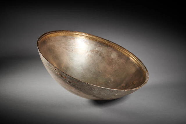 A Large Hellenistic parcel-gilt silver bowl